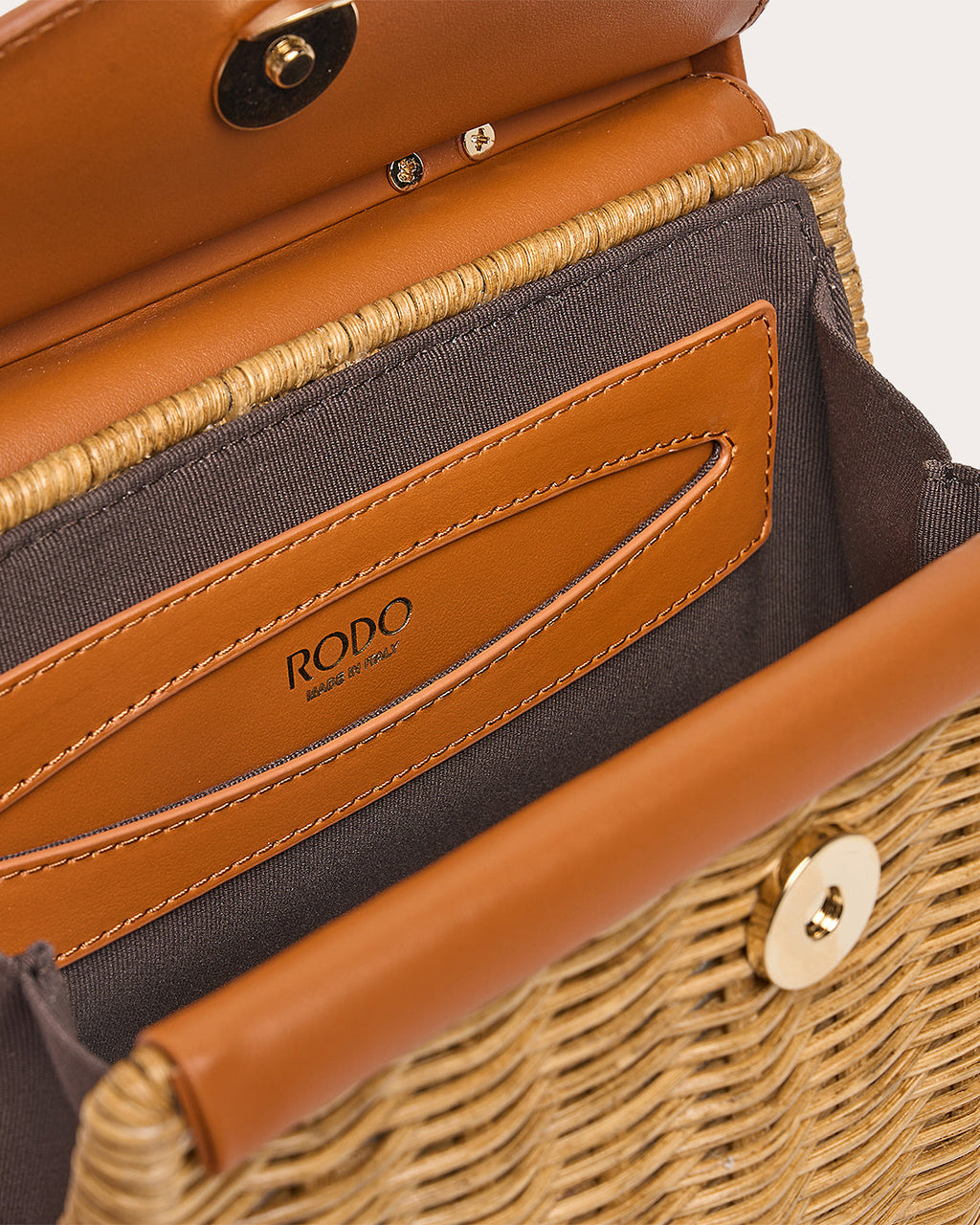 Mini Paris Leather and Linen Trimmed Wicker Tote