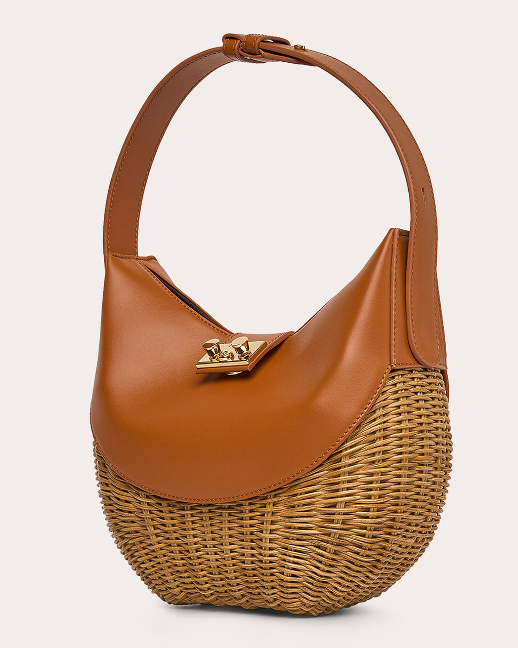 Laurelle Willow Leather Trimmed Wicker Shoulder Bag