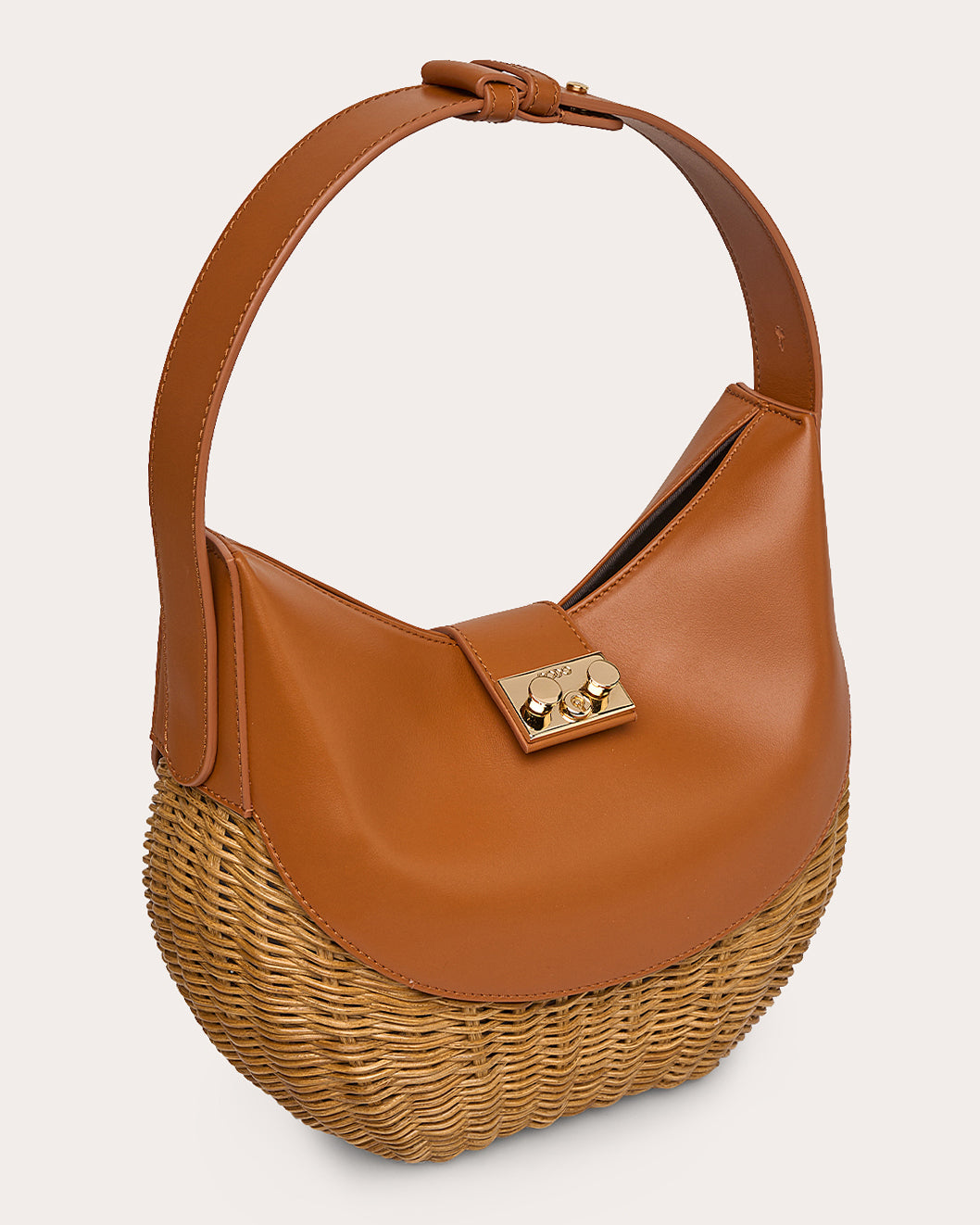 Laurelle Willow Leather Trimmed Wicker Shoulder Bag