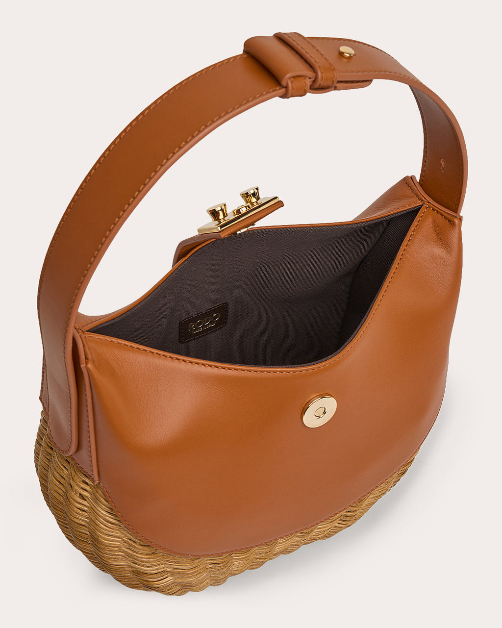 Laurelle Willow Leather Trimmed Wicker Shoulder Bag