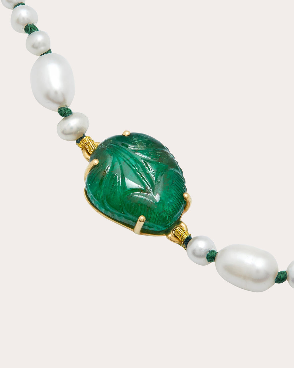 Muna 18K Gold Pearl Emerald and Diamond Bracelet