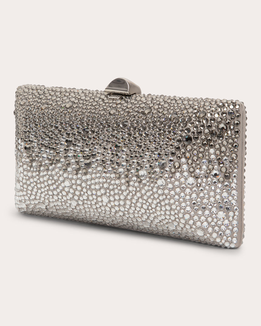 Tube Plus Crystal Embellished Satin Clutch