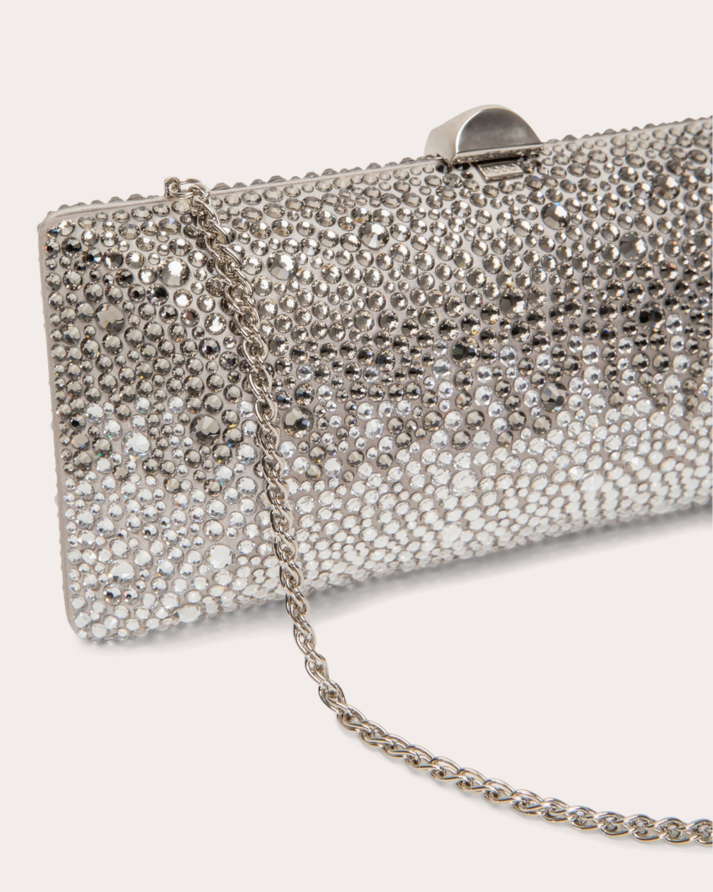 Tube Plus Crystal Embellished Satin Clutch