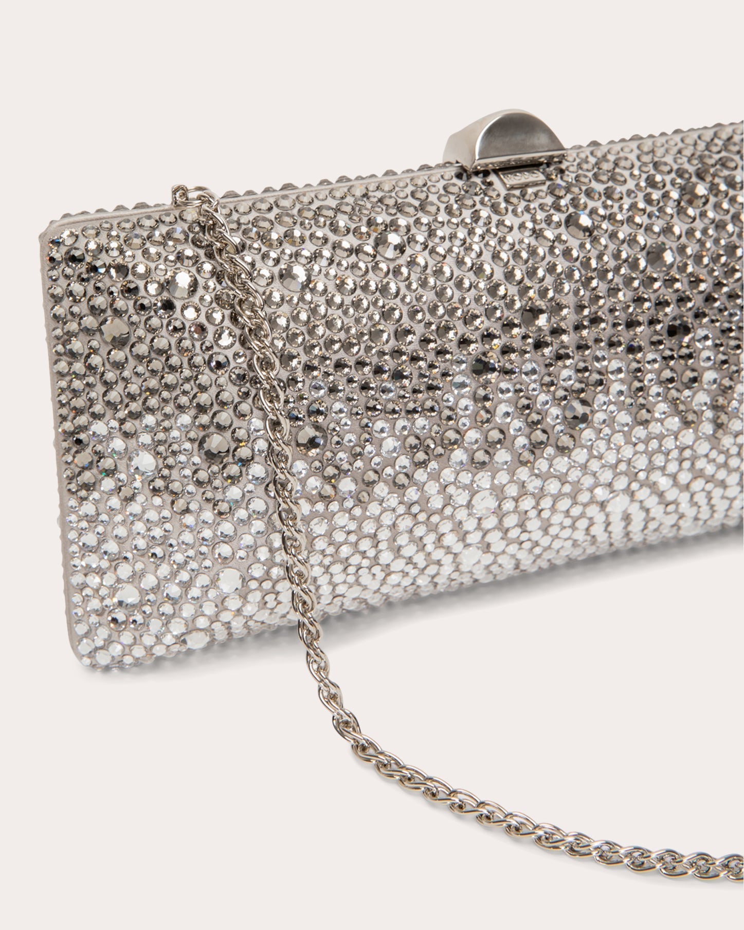 Tube Plus Crystal Embellished Satin Clutch