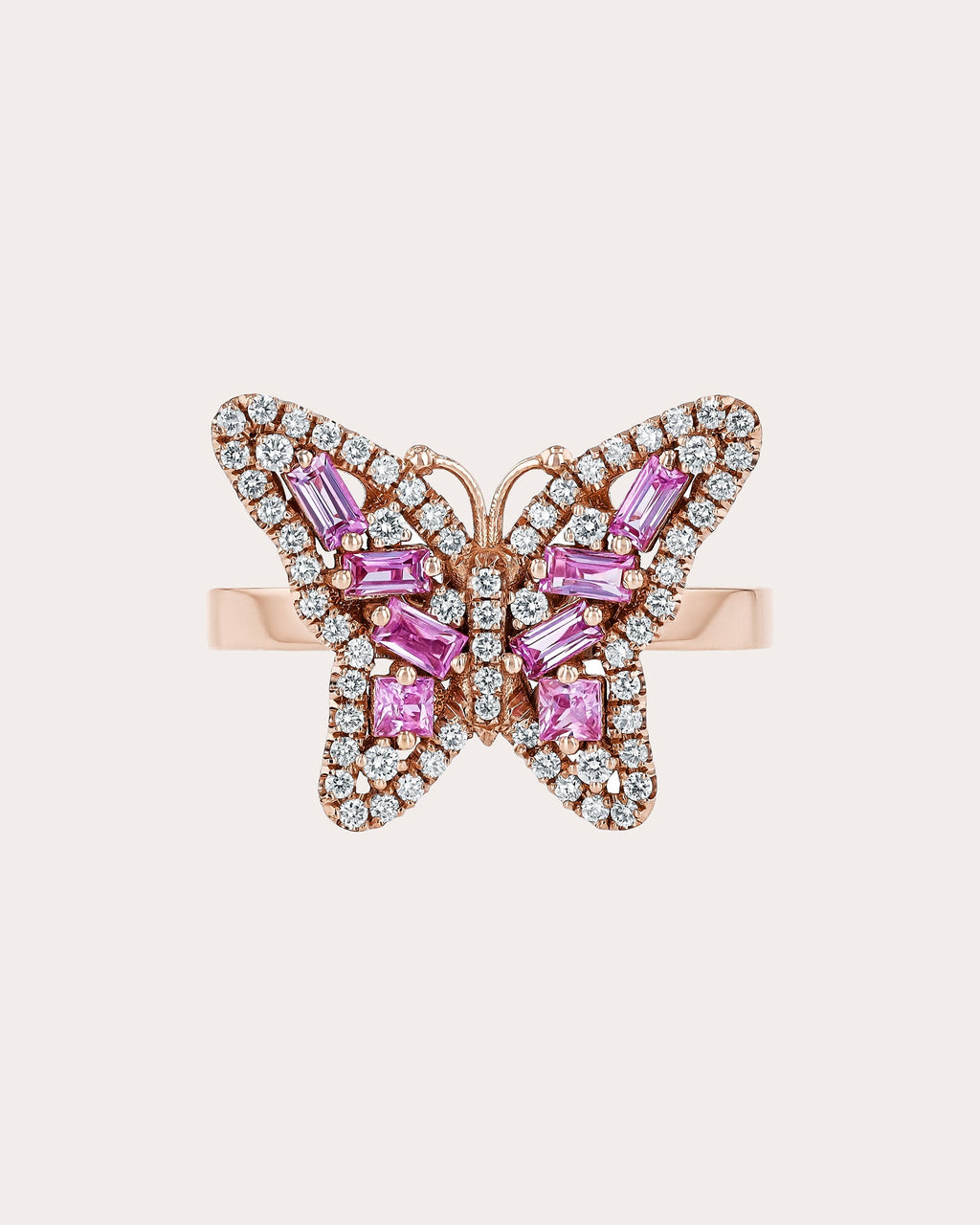 Bold Small 18K Gold Sapphire and Diamond Butterfly Ring