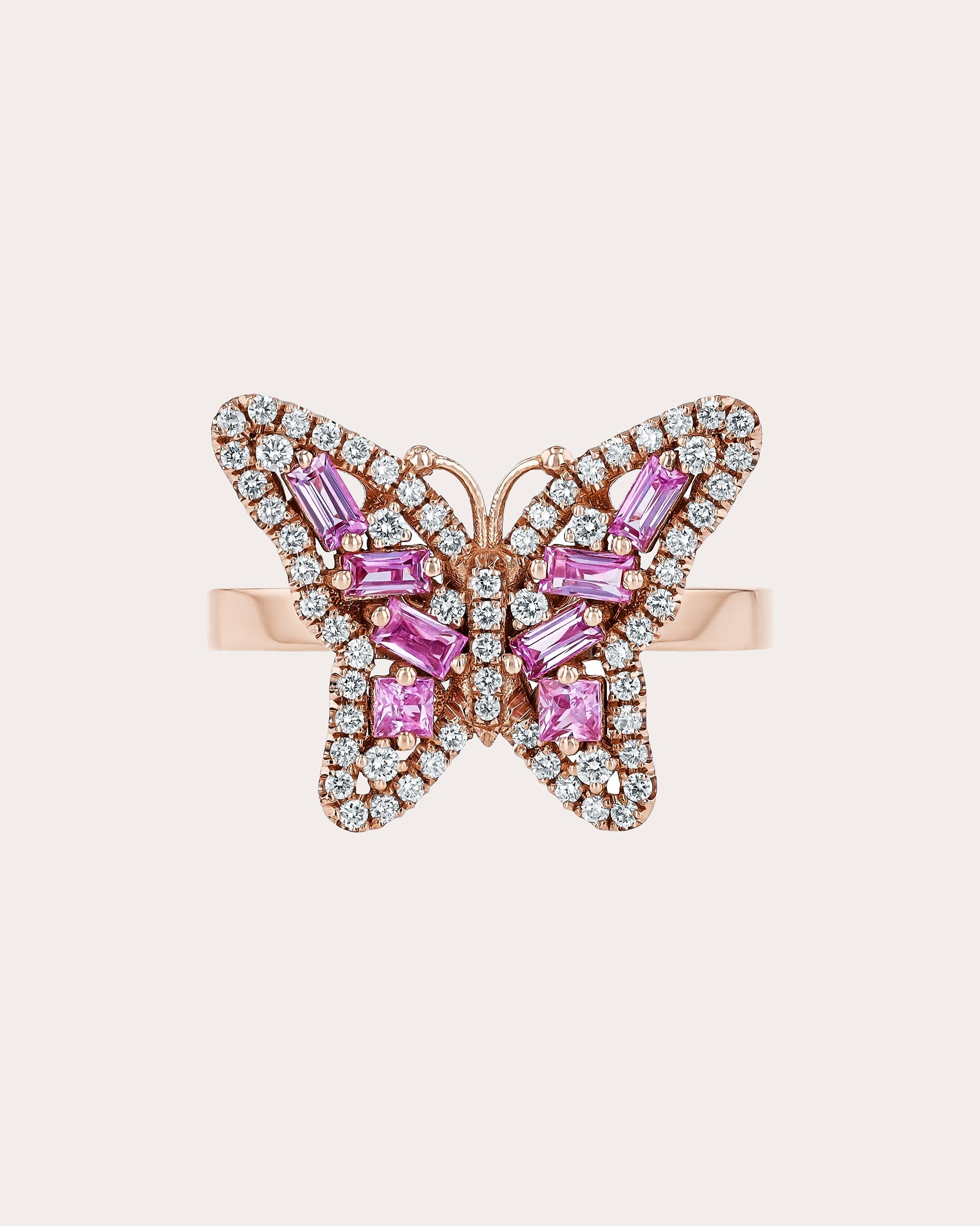 Bold Small 18K Gold Sapphire and Diamond Butterfly Ring