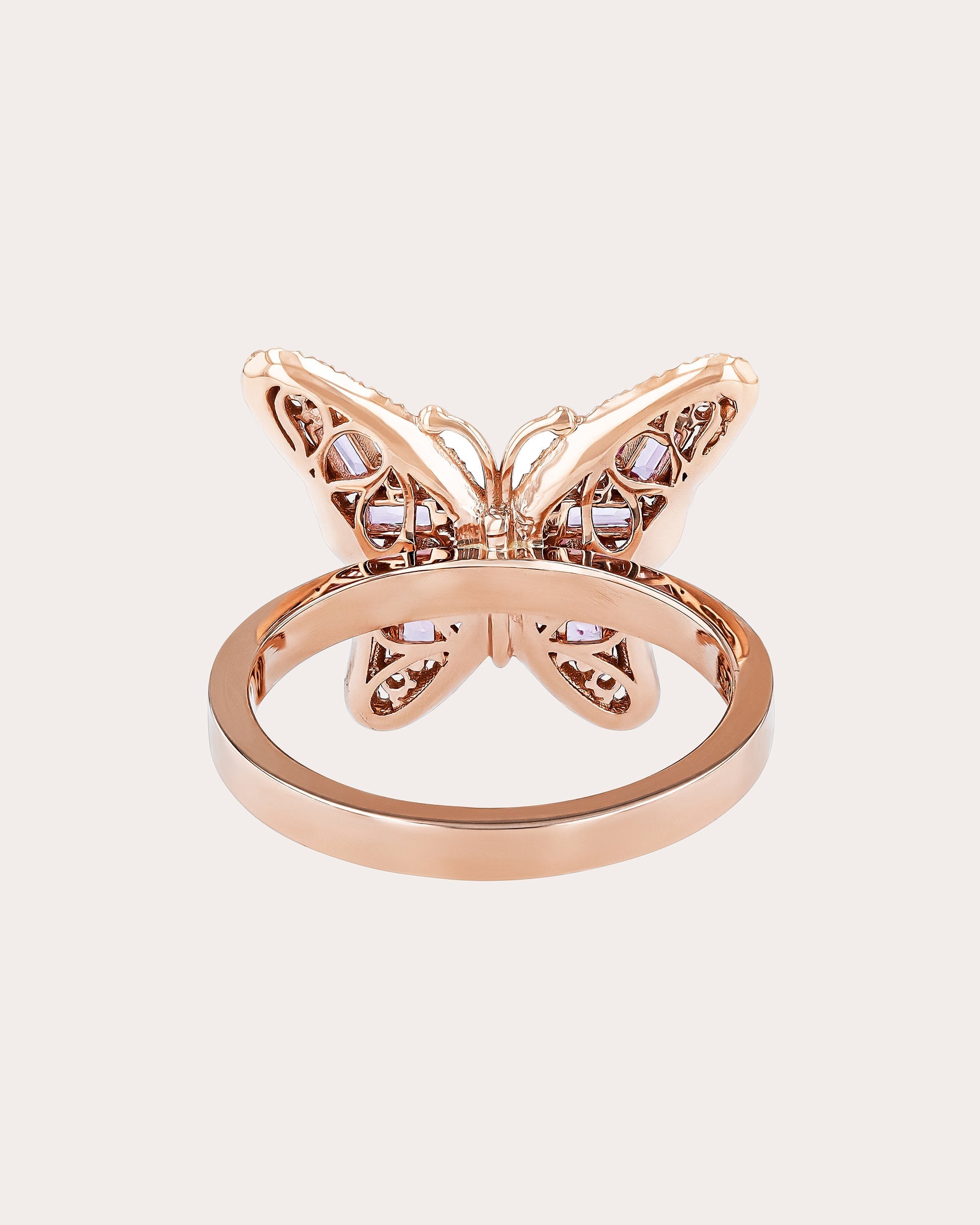 Bold Small 18K Gold Sapphire and Diamond Butterfly Ring