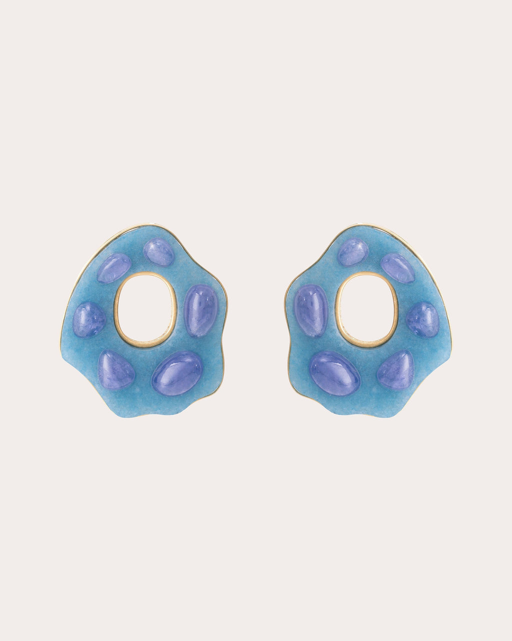 Donut 18K Gold Quartz Tanzanite and Diamond Earrings
