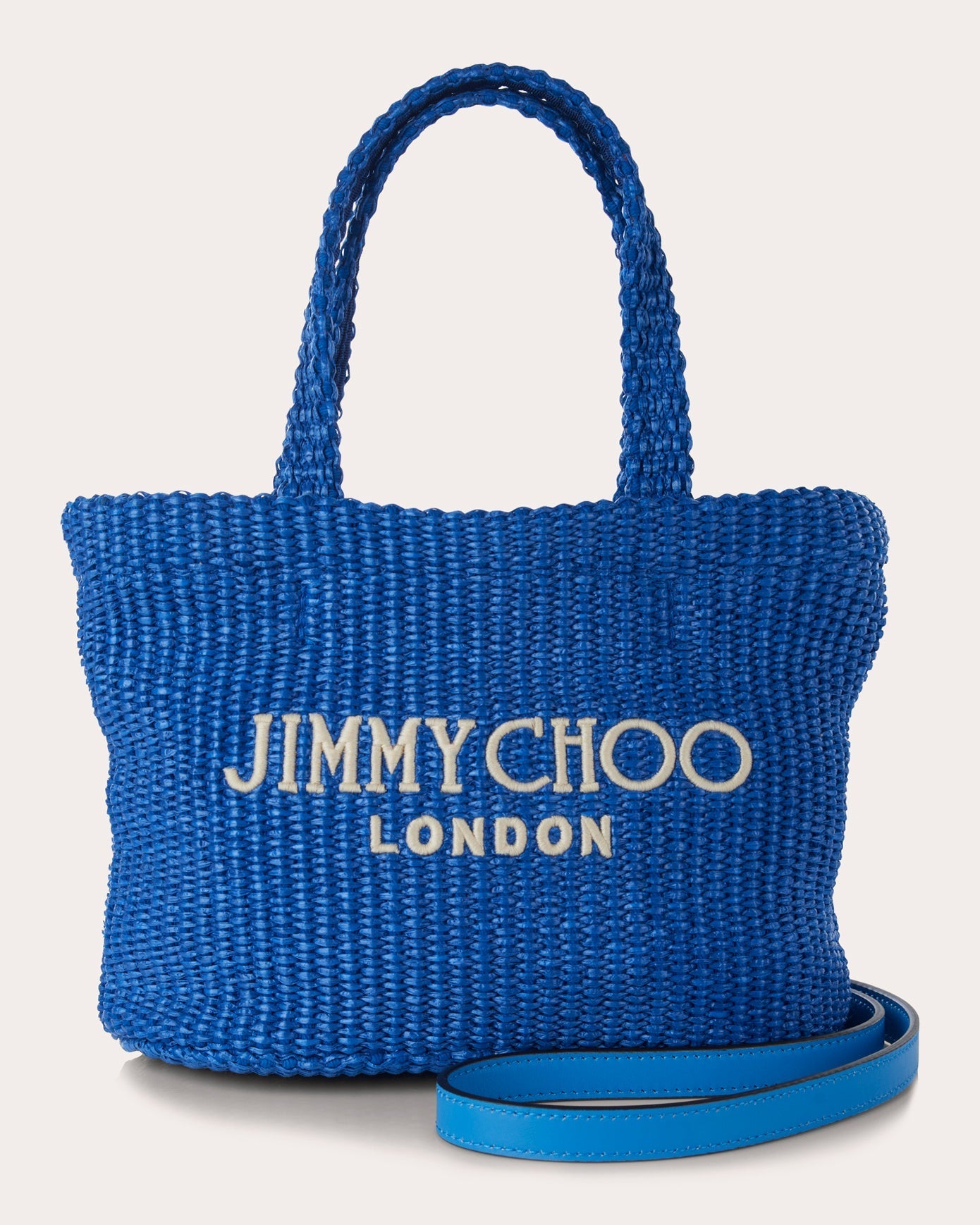 Mini London Embroidered Raffia Tote