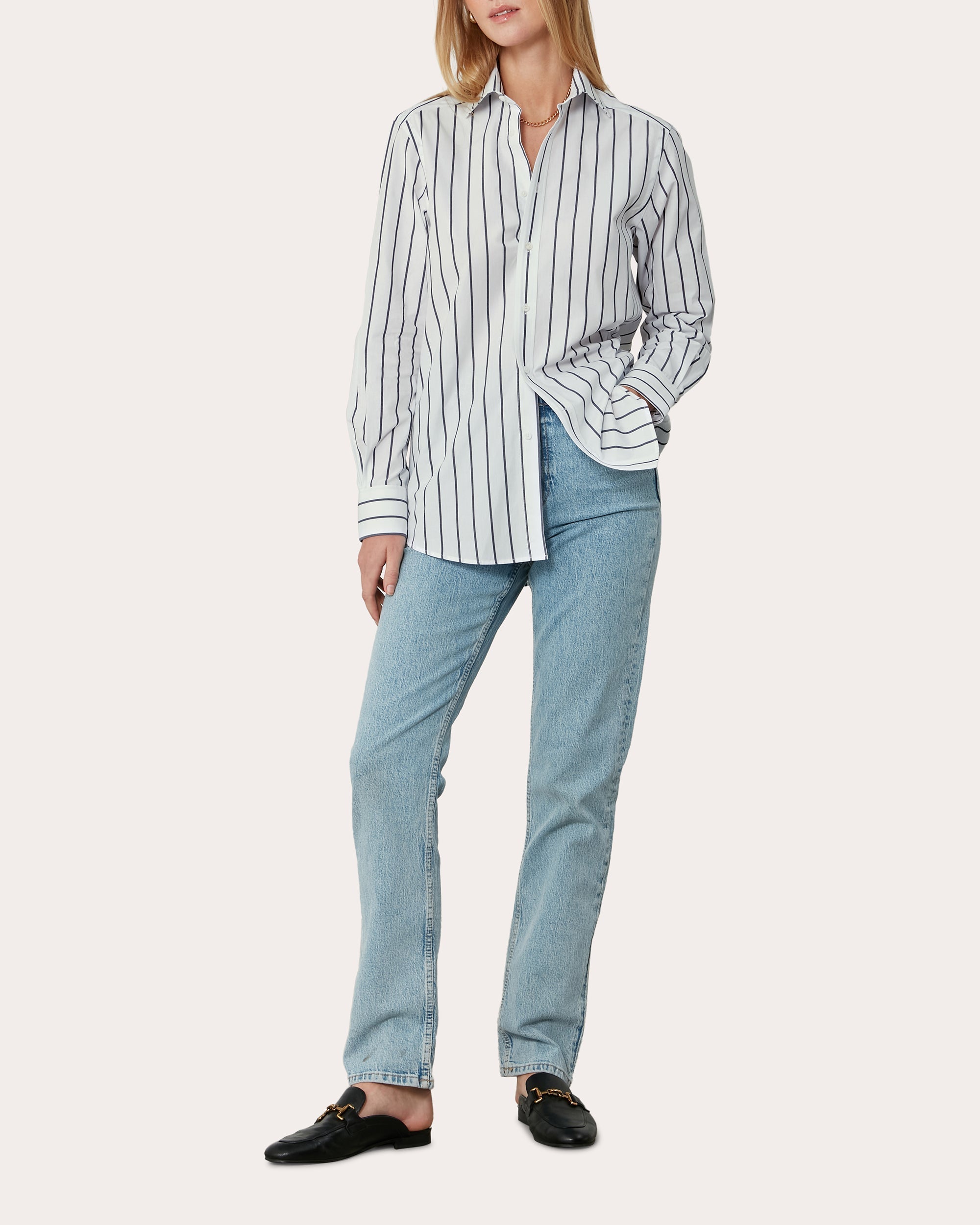 The Boyfriend Striped Cotton-Poplin Shirt