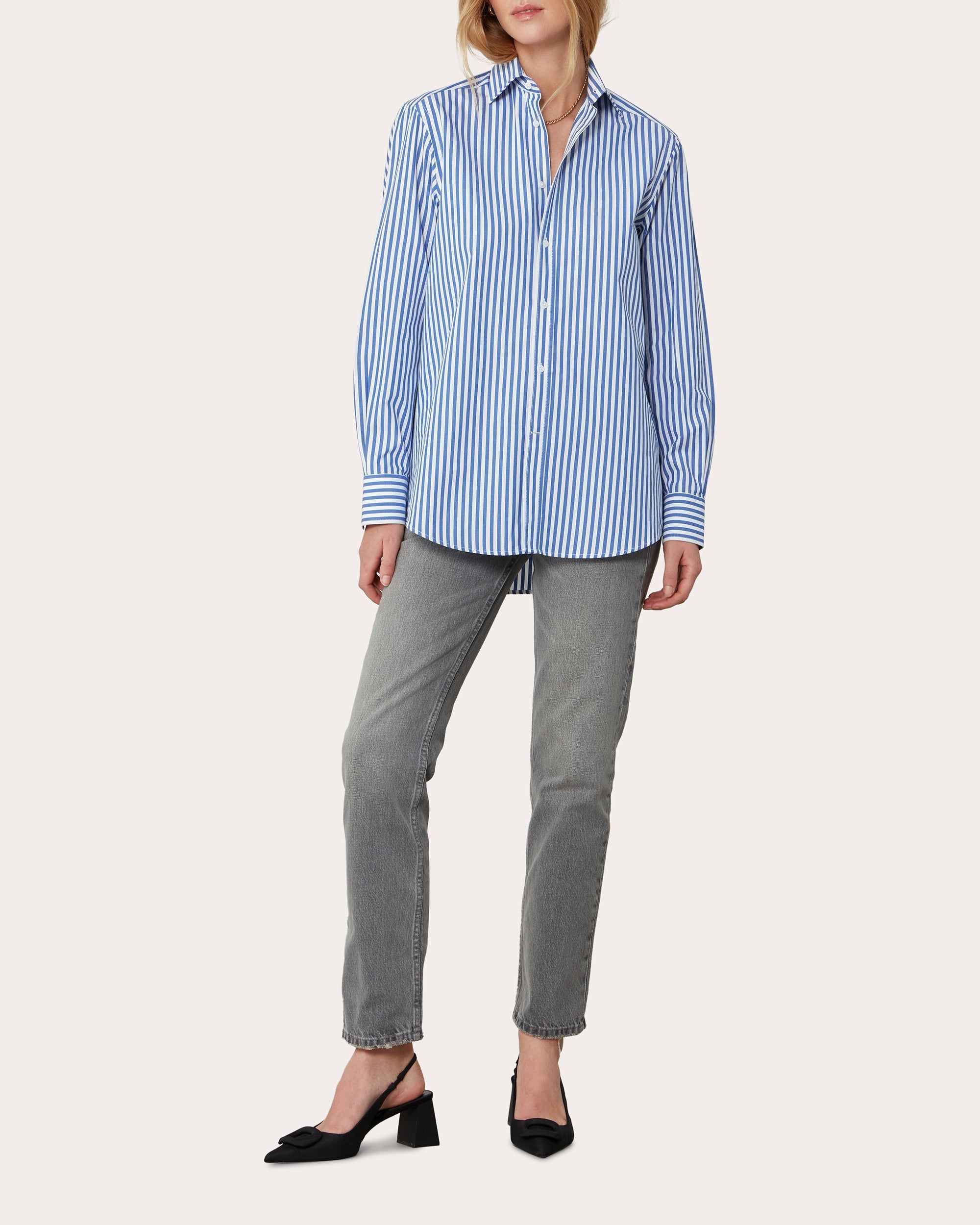 The Boyfriend Striped Cotton-Poplin Shirt