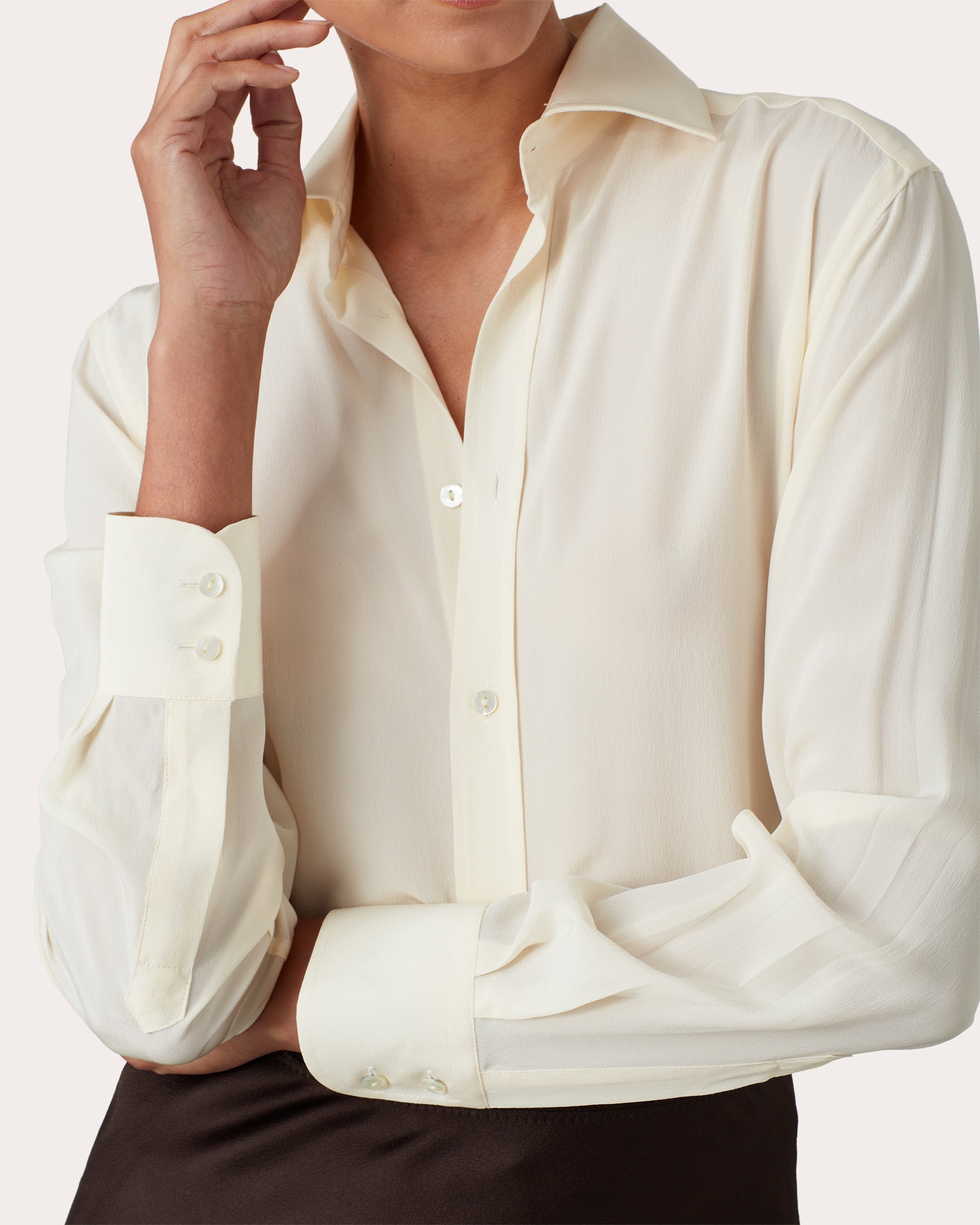 The Boyfriend Silk-Crepe Shirt