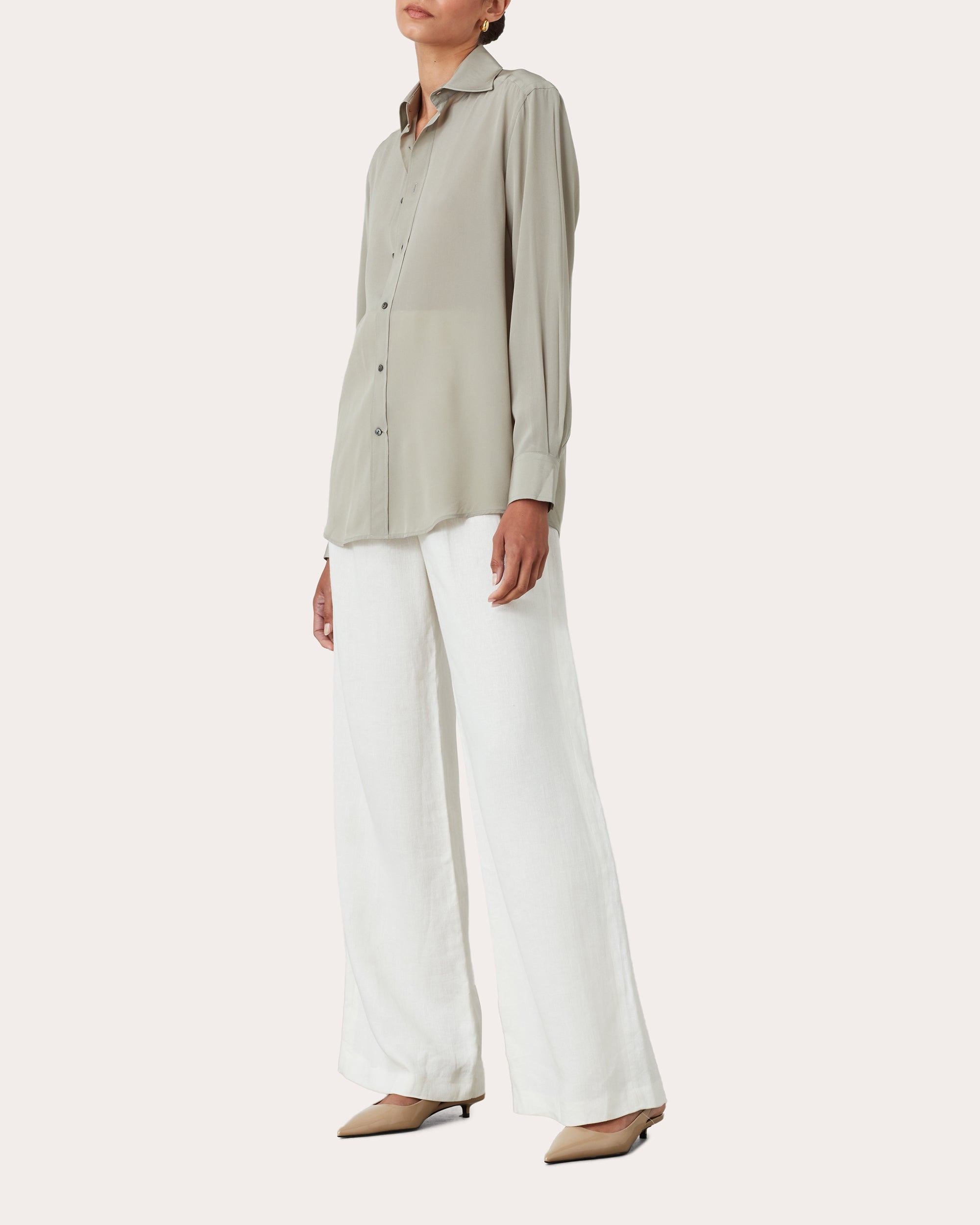 The Boyfriend Silk-Crepe Shirt