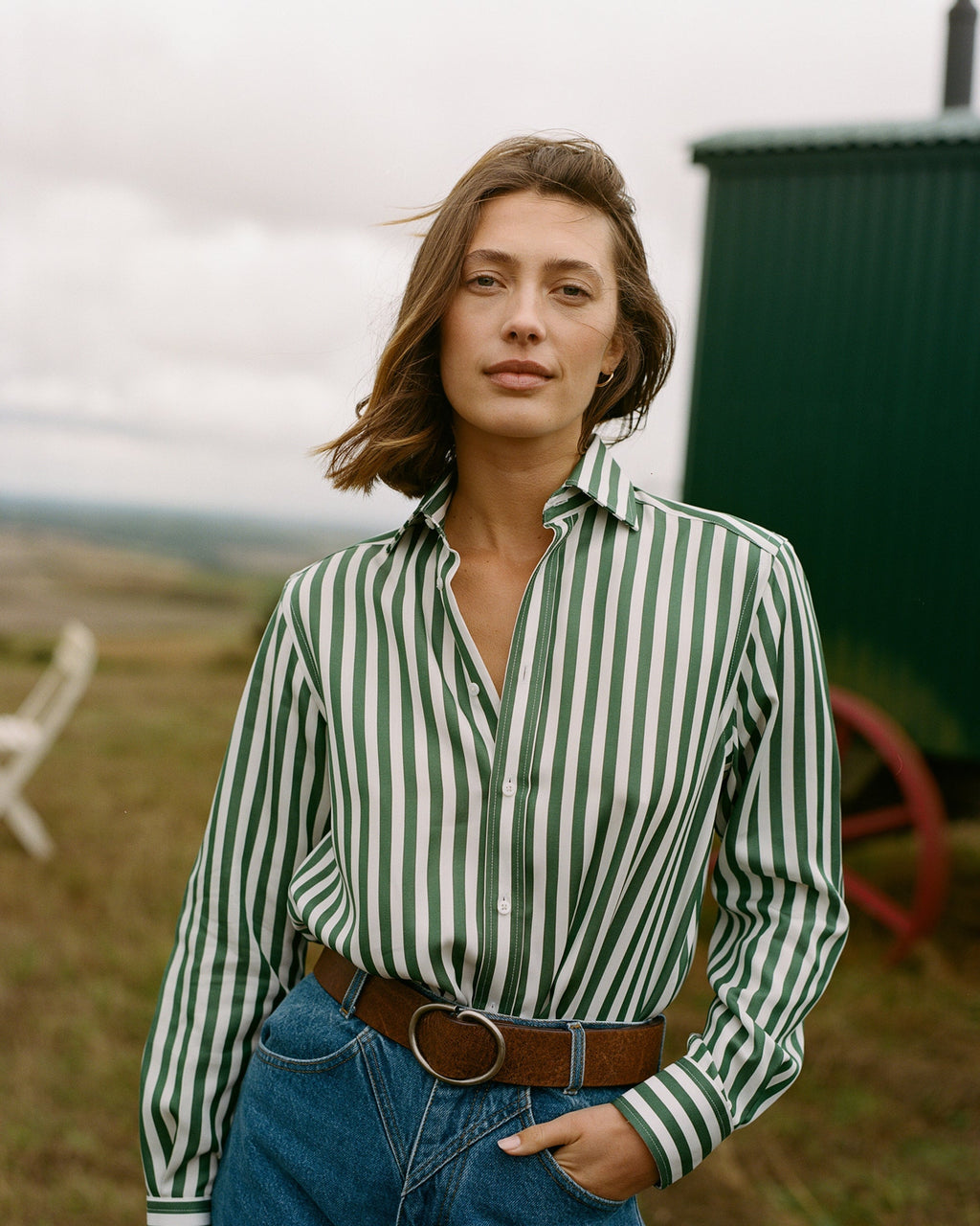 The Boyfriend Striped Tencel Shirt