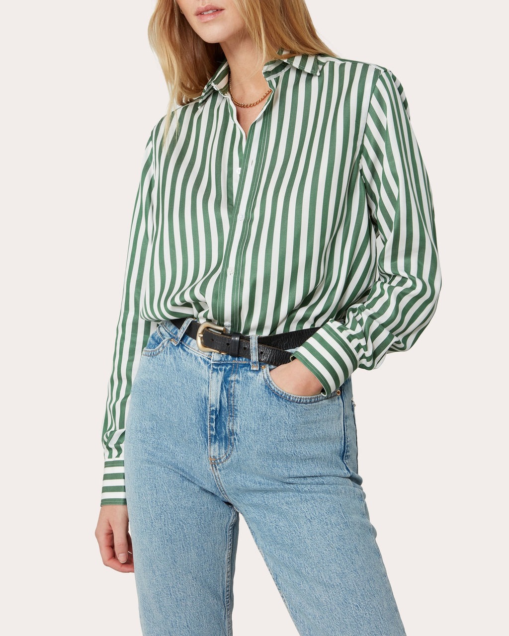 The Boyfriend Striped Tencel Shirt