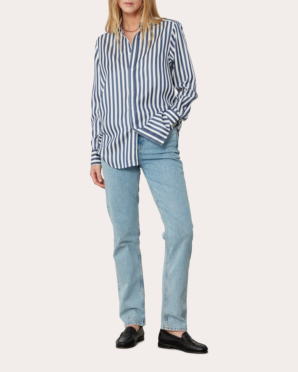 The Boyfriend Striped Tencel Shirt