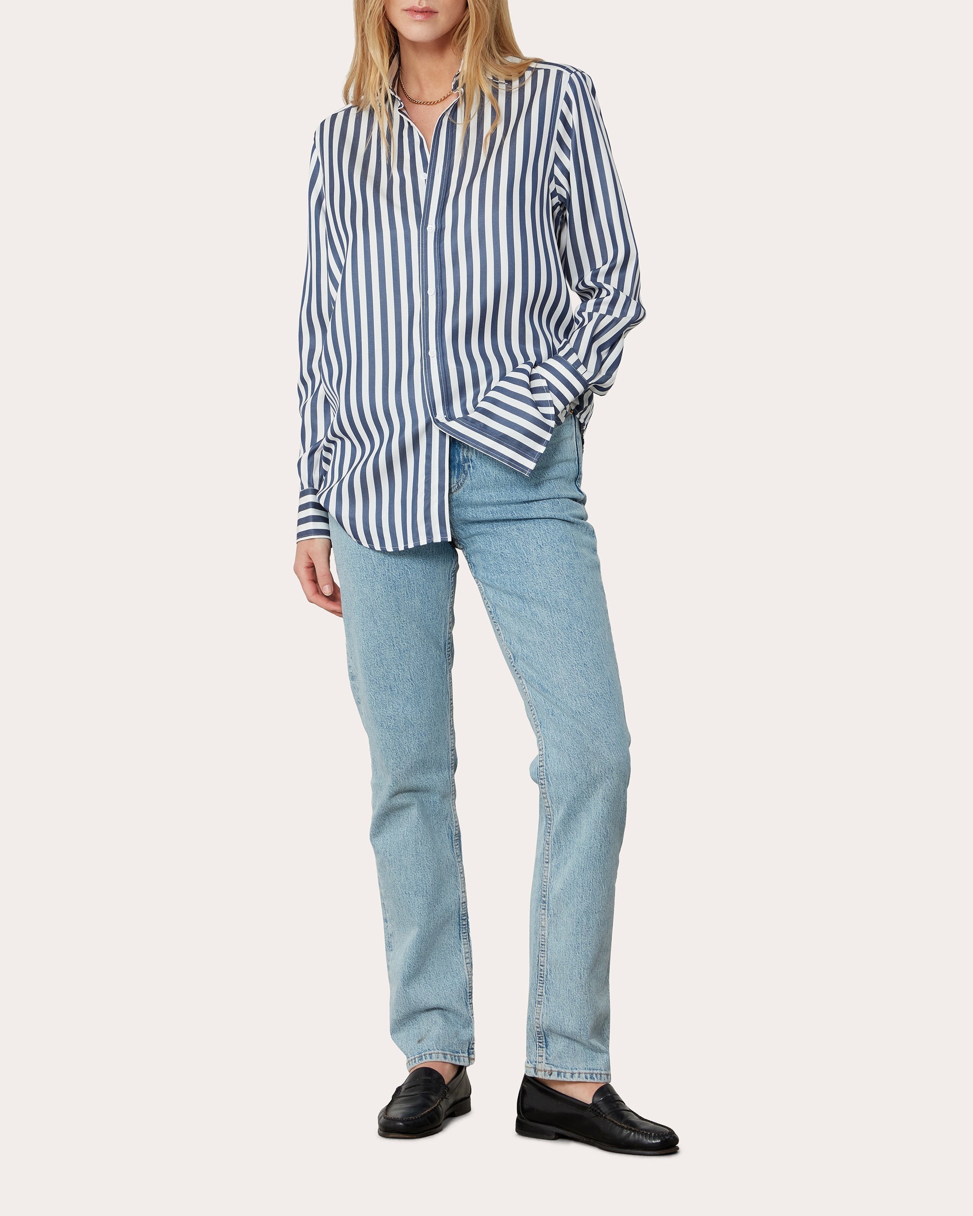 The Boyfriend Striped Tencel Shirt