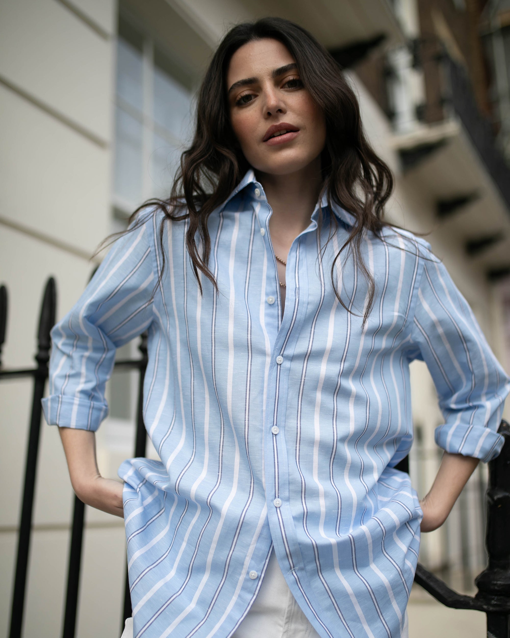 The Boyfriend Striped Linen-Cotton Blend Shirt