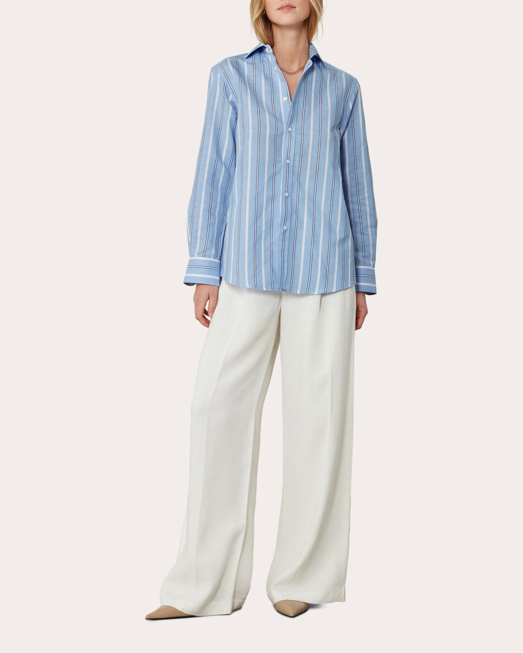 The Boyfriend Striped Linen-Cotton Blend Shirt