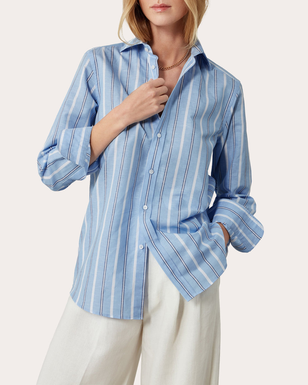 The Boyfriend Striped Linen-Cotton Blend Shirt