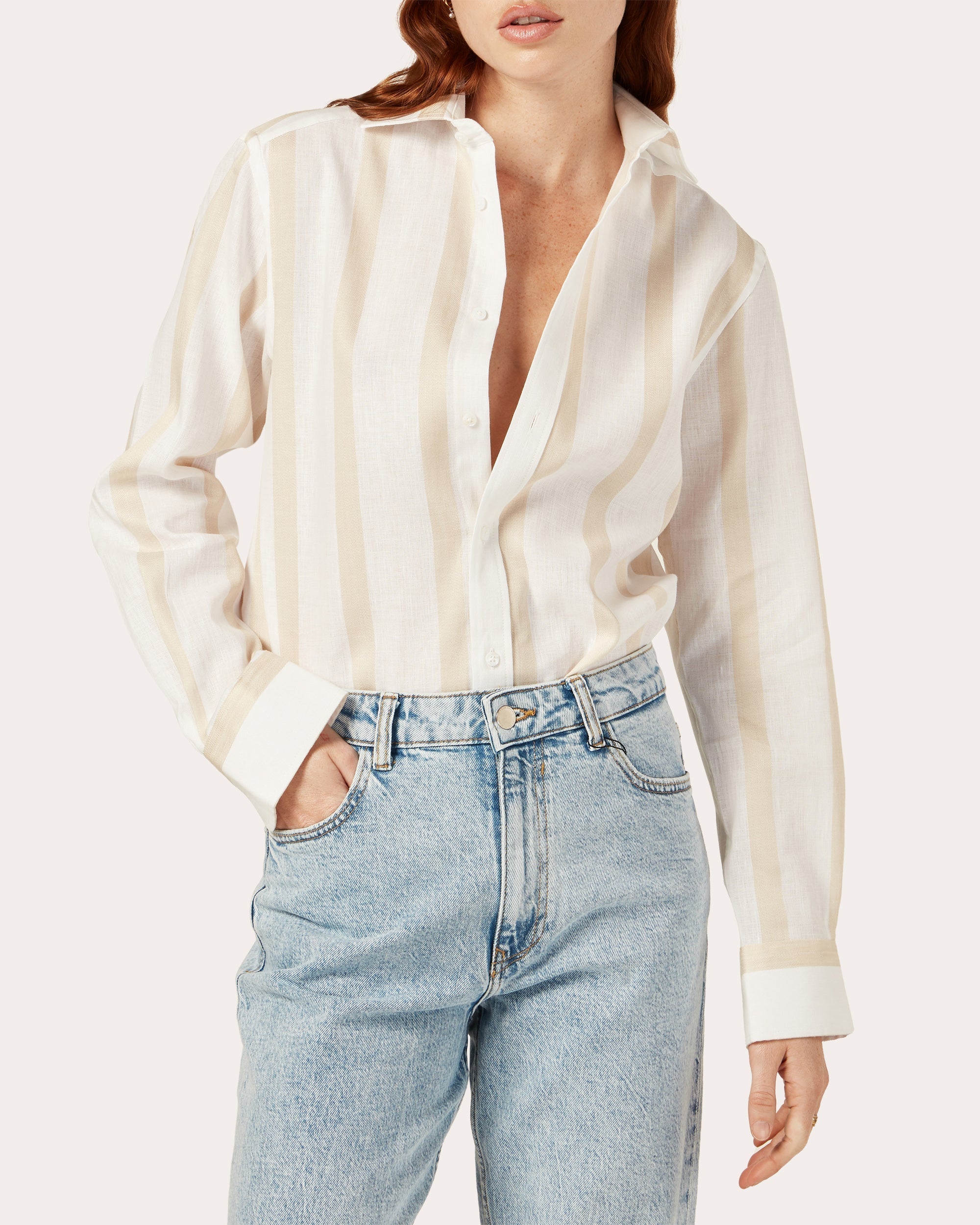The Boyfriend Striped Linen-Cotton Blend Shirt