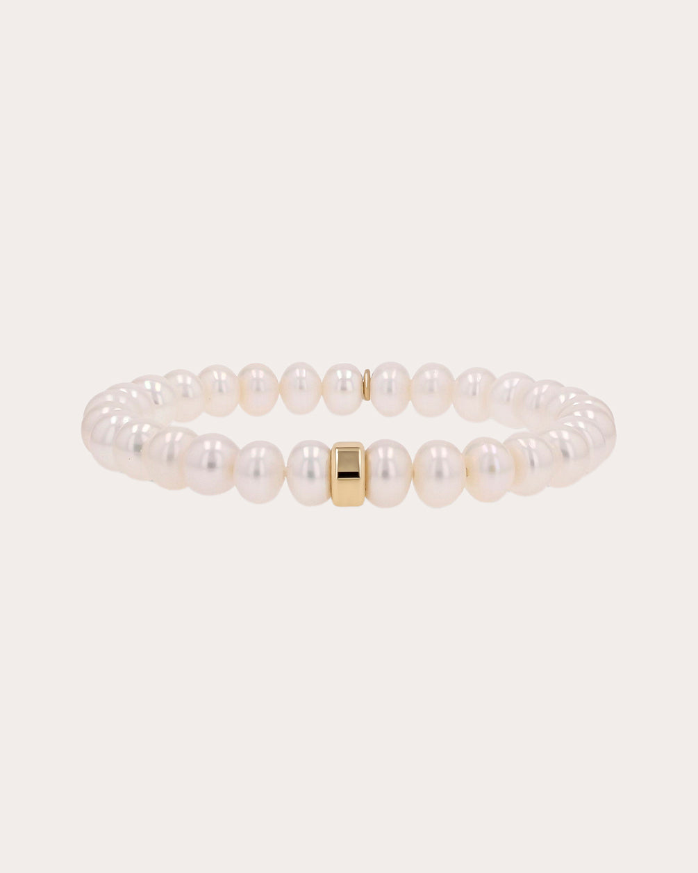 14K Gold Pearl Rondelle Bead Bracelet