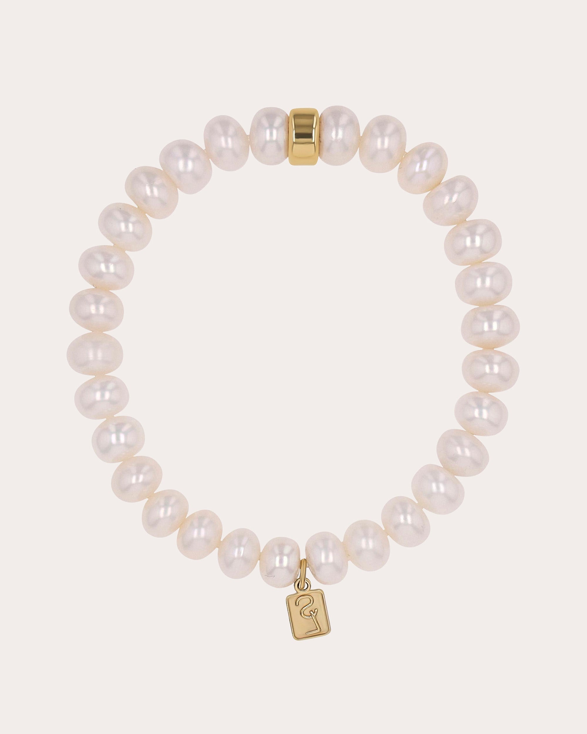 14K Gold Pearl Rondelle Bead Bracelet