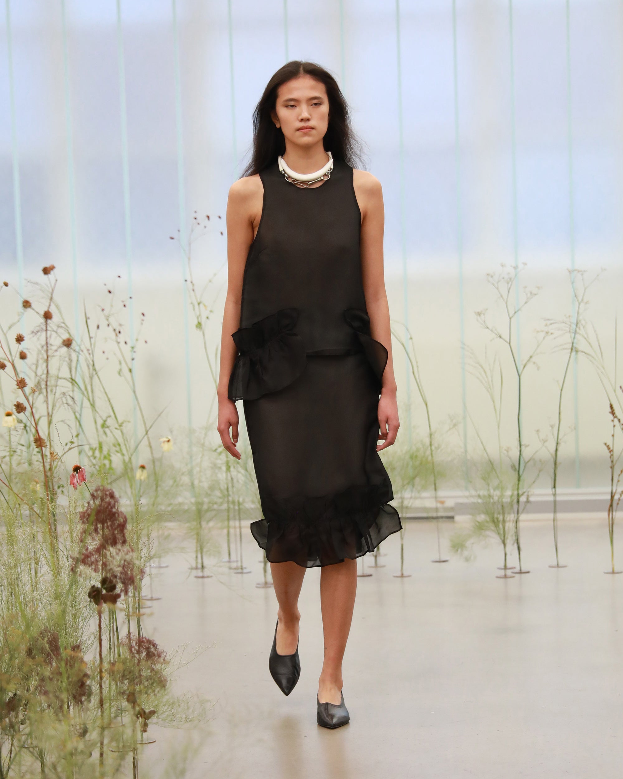 Silk Organza Frill Skirt