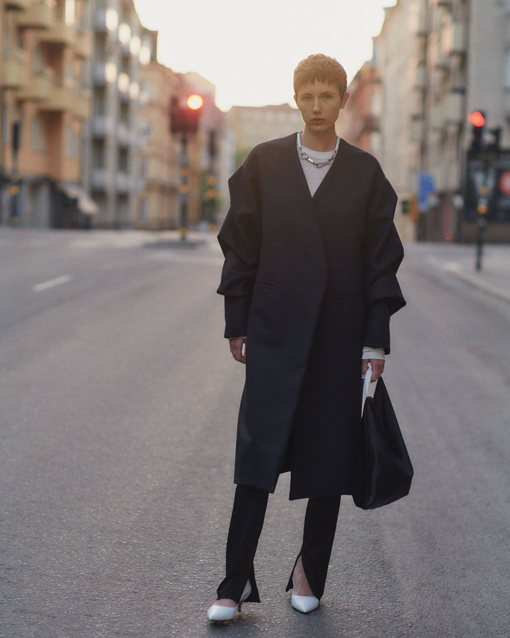 Crinkled Sleeve Coat