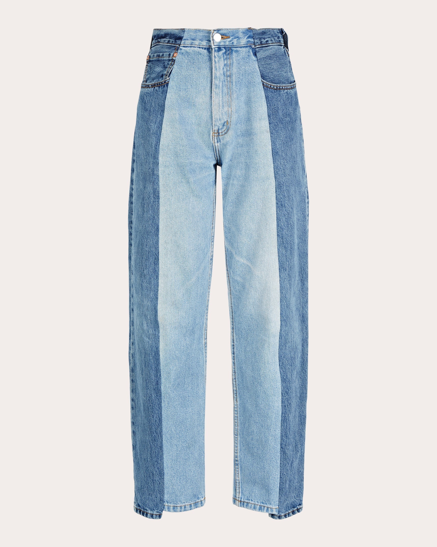 Boyfriend High-Rise Two-Tone Jeans
