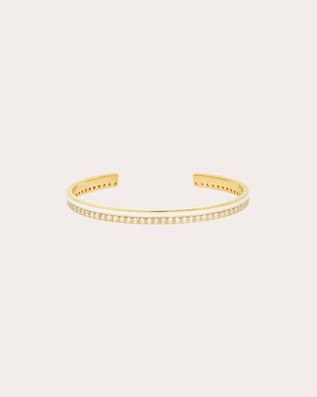 18K Gold White Enamel and Diamond Cuff