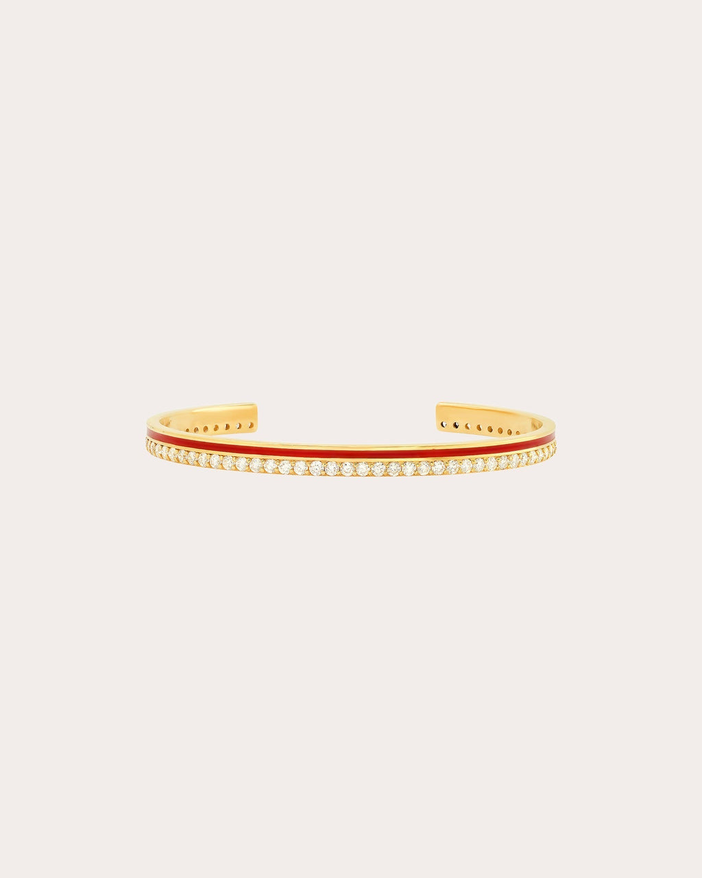 18K Gold Red Enamel and Diamond Cuff