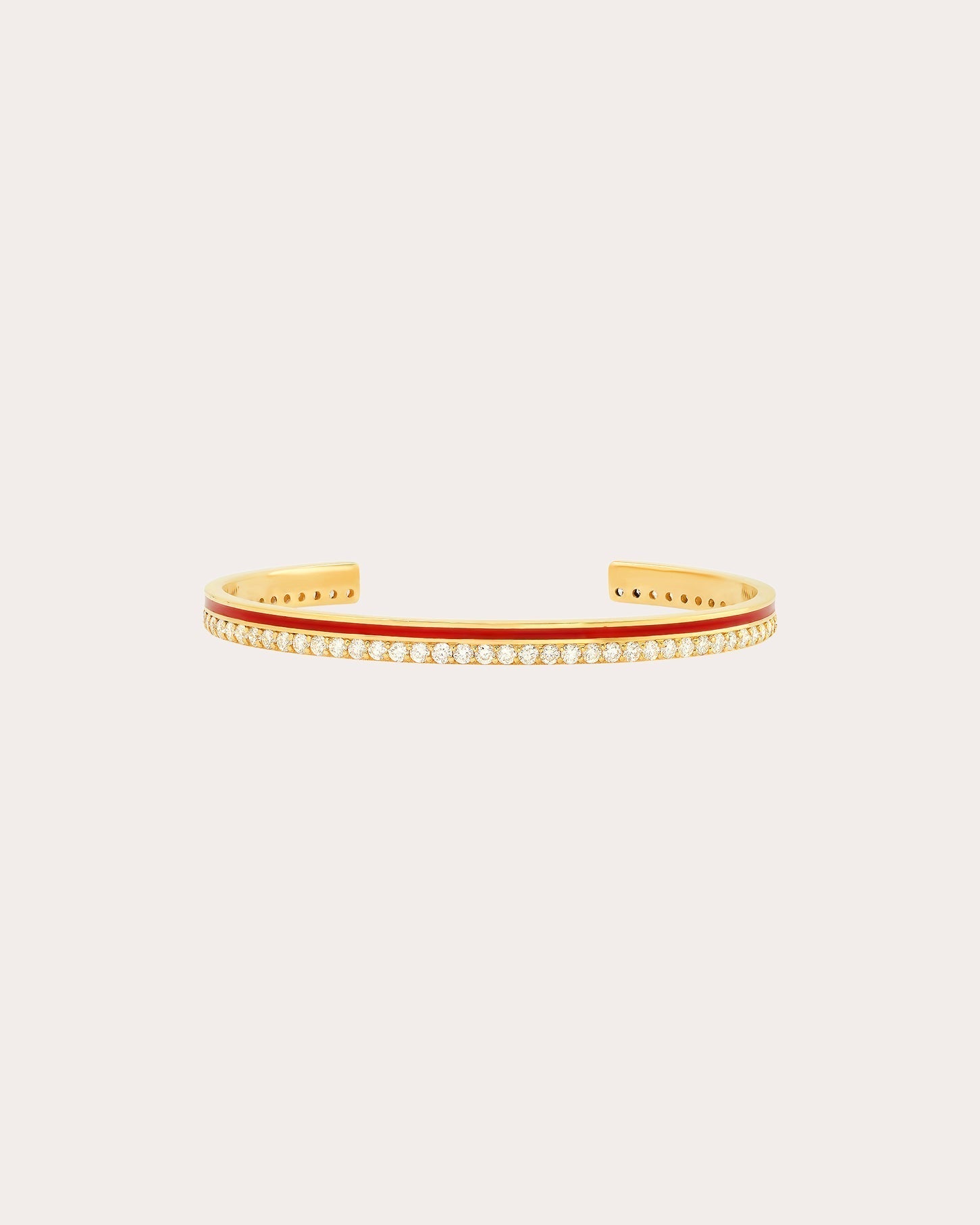 18K Gold Red Enamel and Diamond Cuff