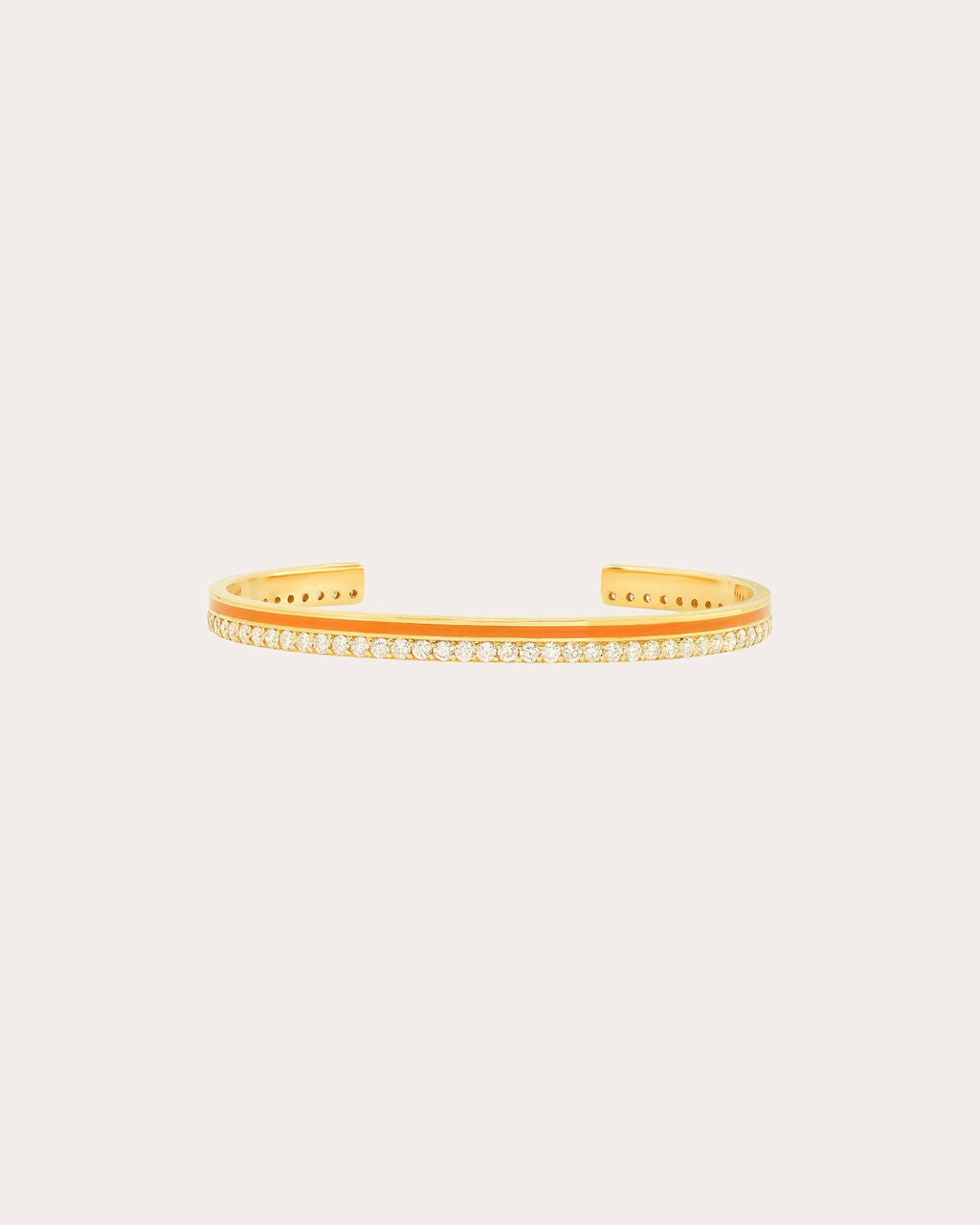 18K Gold Orange Enamel and Diamond Cuff