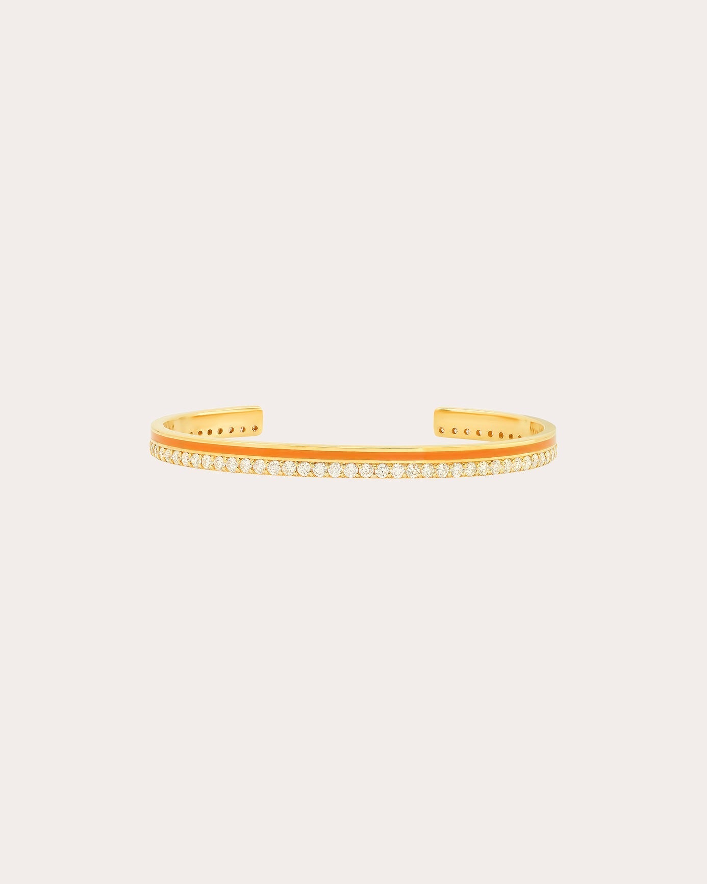 18K Gold Orange Enamel and Diamond Cuff