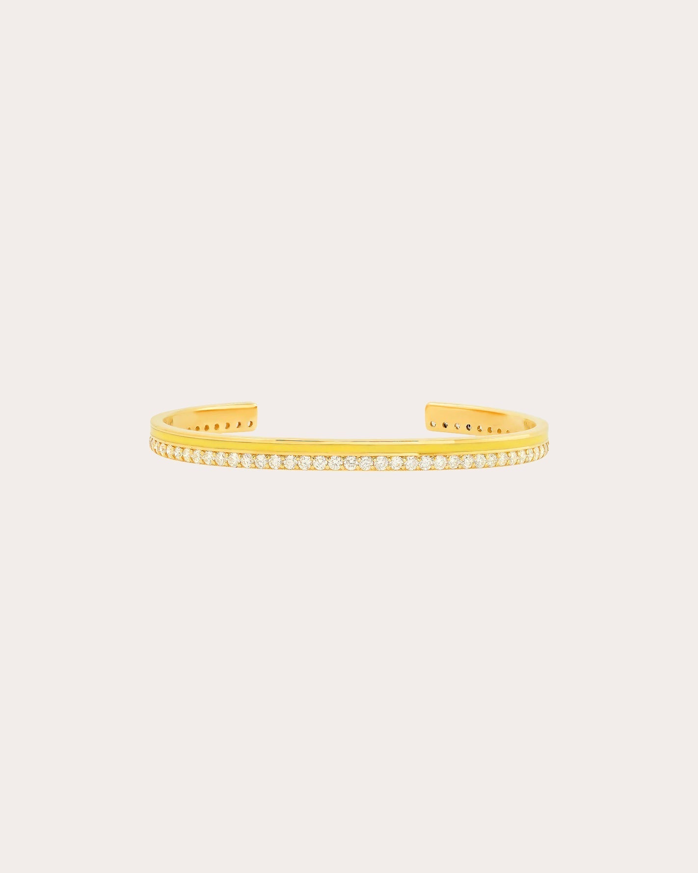 18K Gold Yellow Enamel and Diamond Cuff
