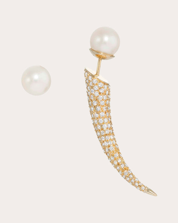 Sweet Camden 18K Gold Diamond Pavé Asymmetric Earrings
