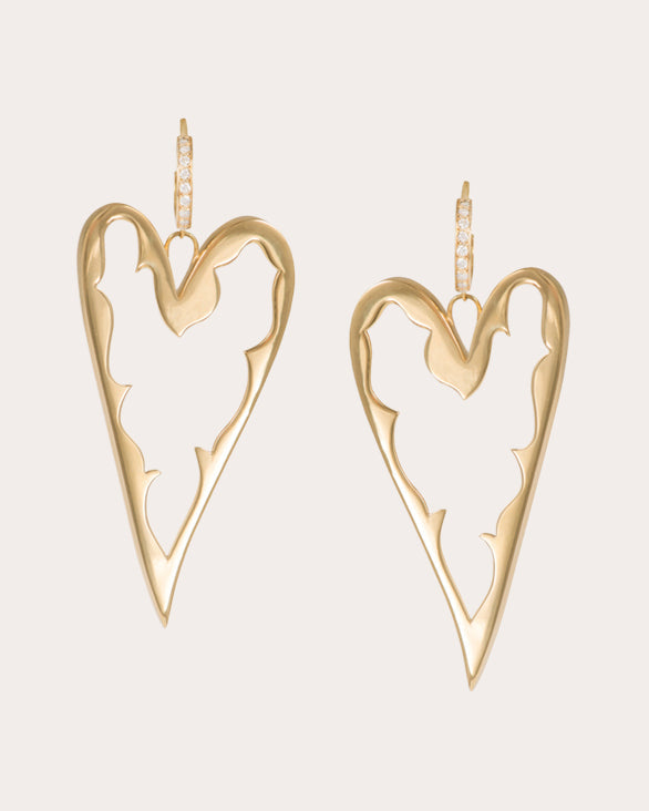 Heart on Fire 18K Gold Diamond Pavé Earrings