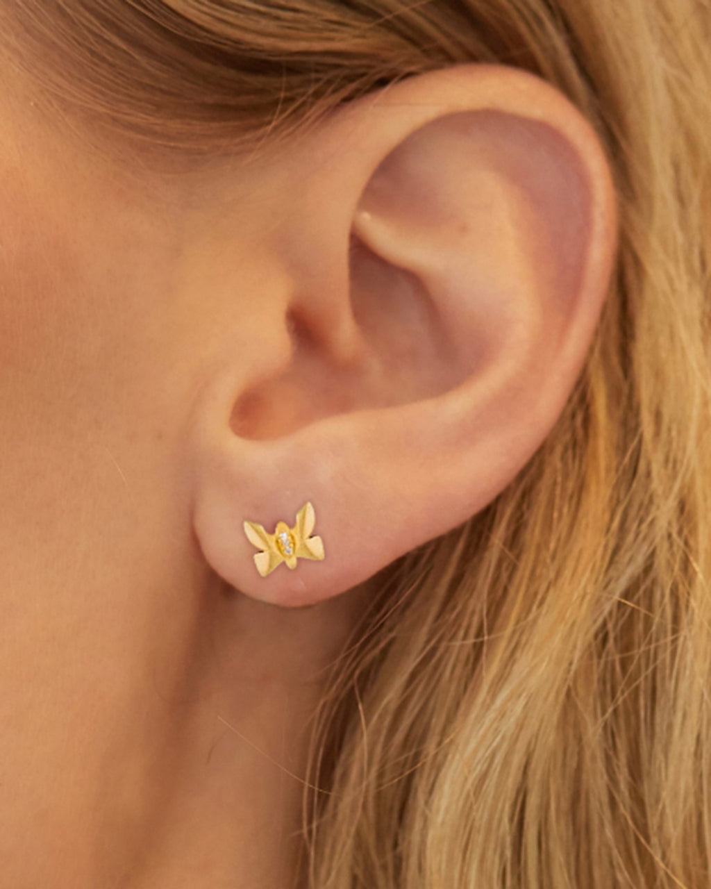 Butterfly 18K Gold Diamond Stud Earrings