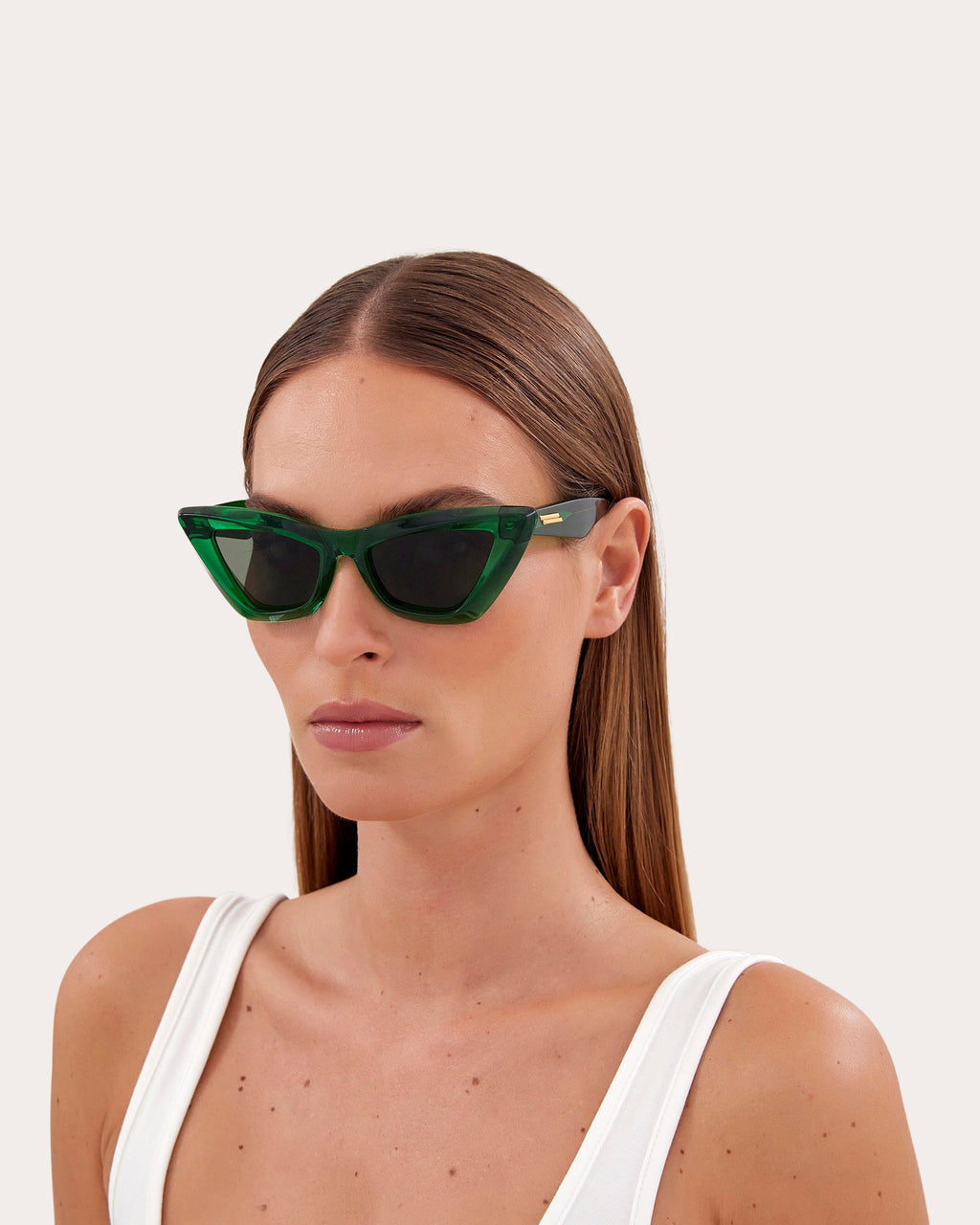 Shiny Transparent Green Cat-Eye Sunglasses