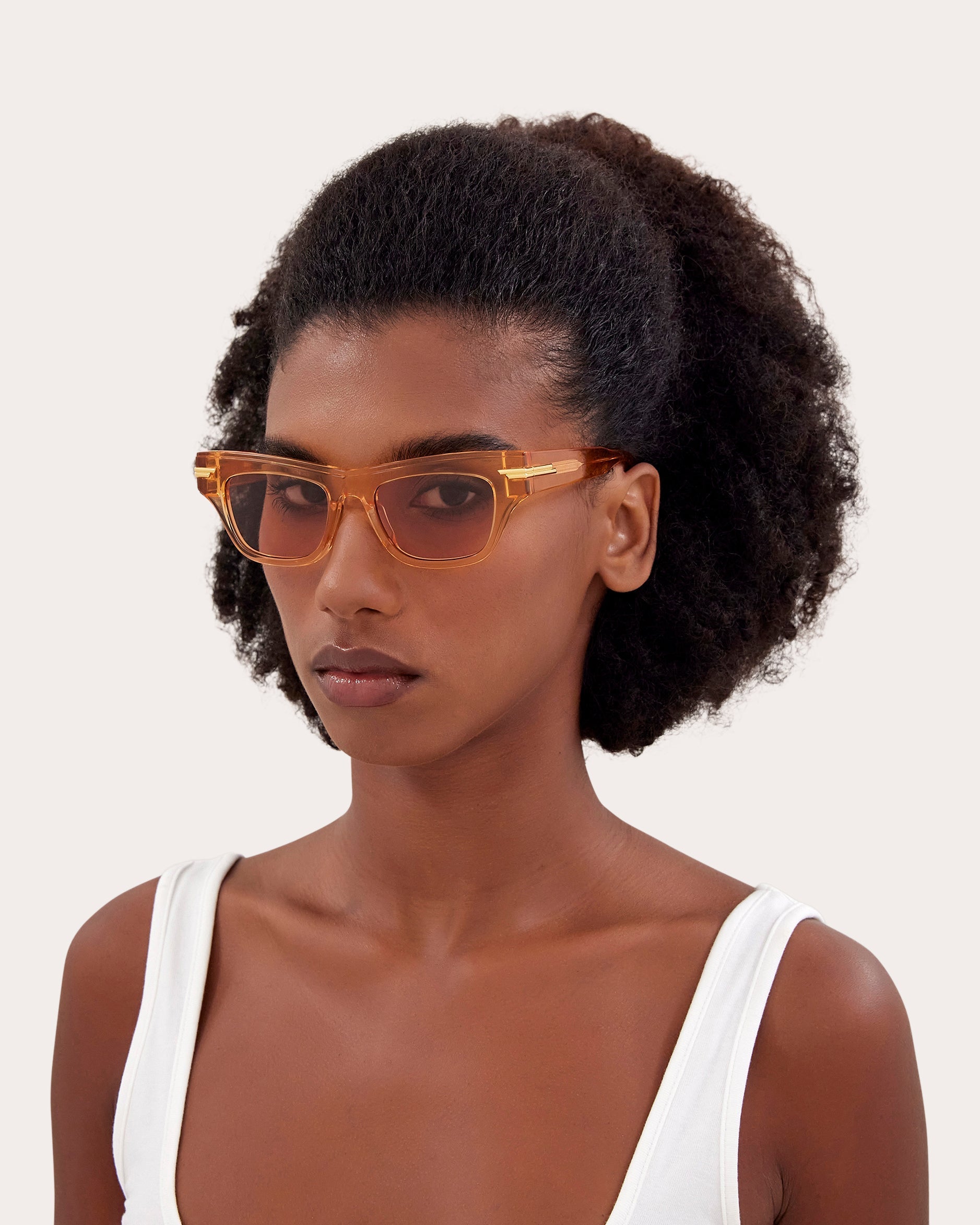 Shiny Transparent Orange Square Sunglasses
