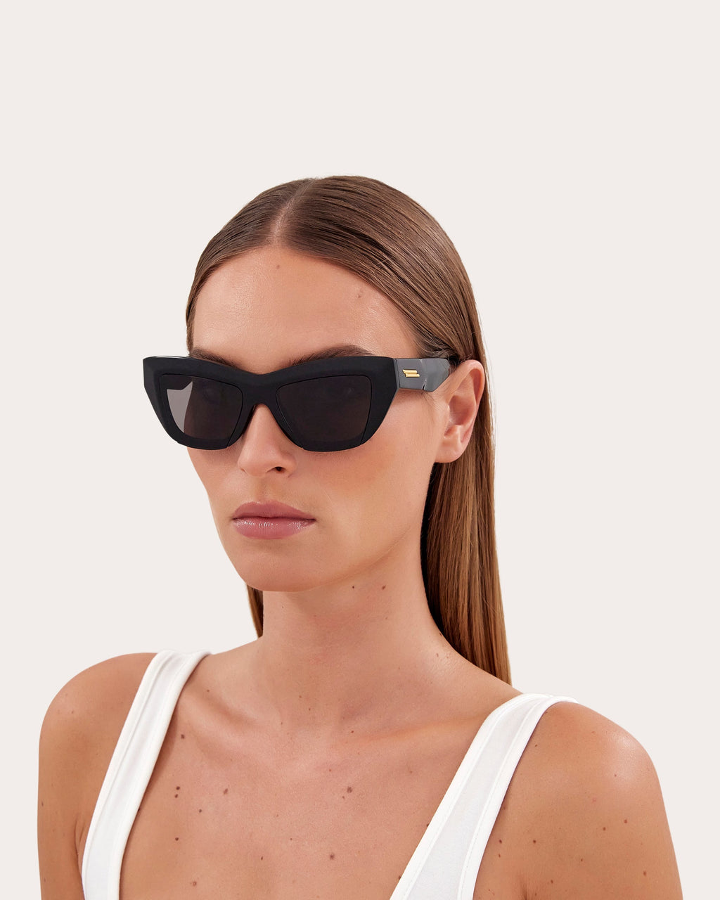 Shiny Black Rectangle Sunglasses