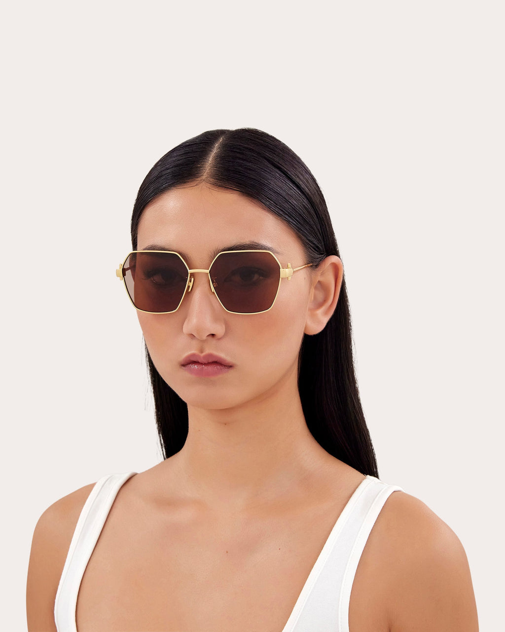 Shiny Gold Geometric Sunglasses
