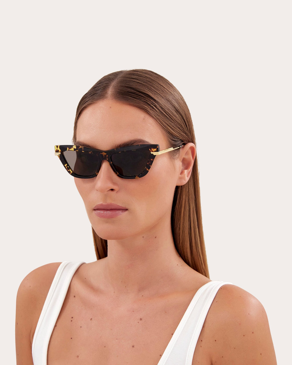 Shiny Spotted Havana Cat-Eye Sunglasses