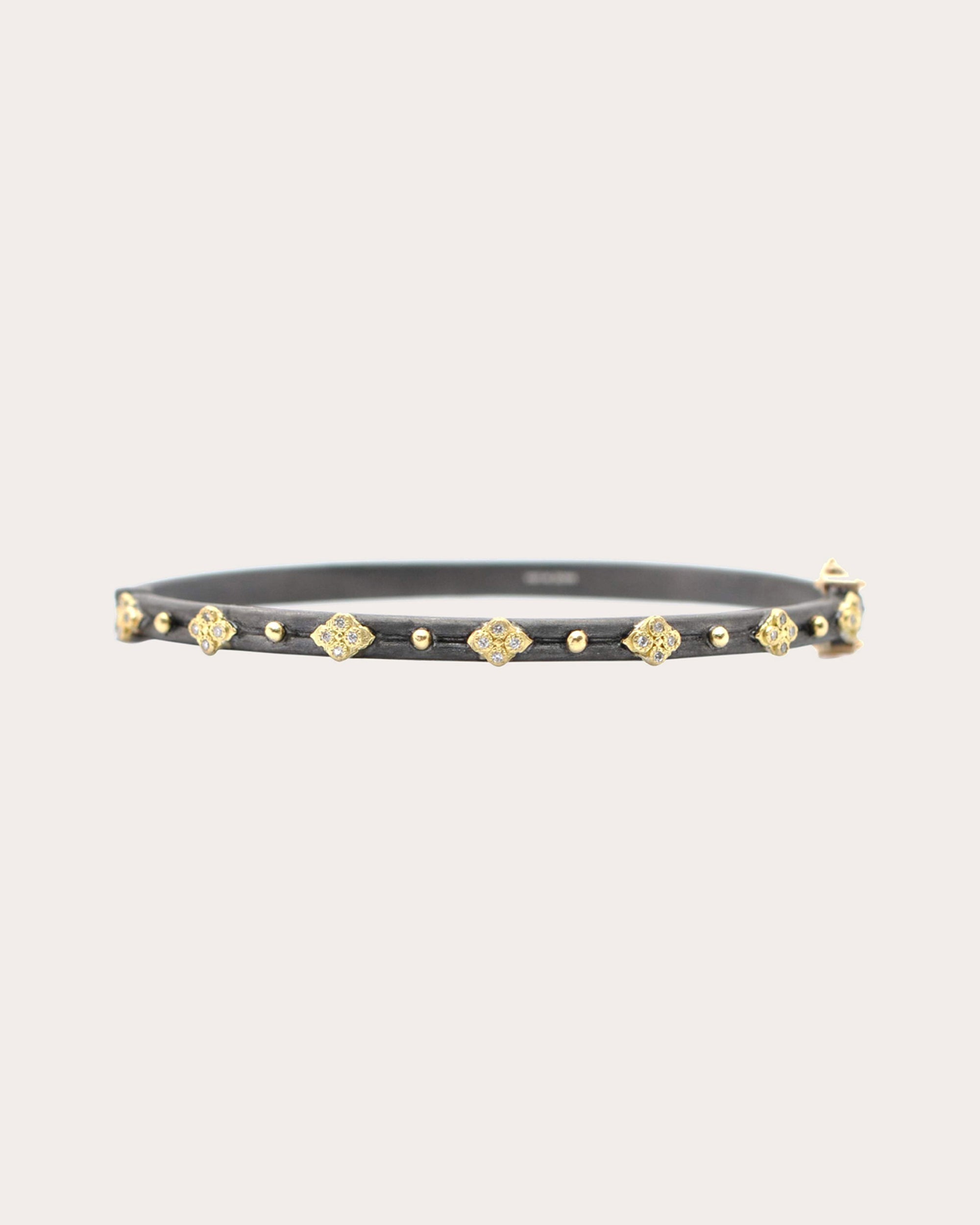 Old World Blackened Sterling Silver 18K Gold Diamond Bracelet