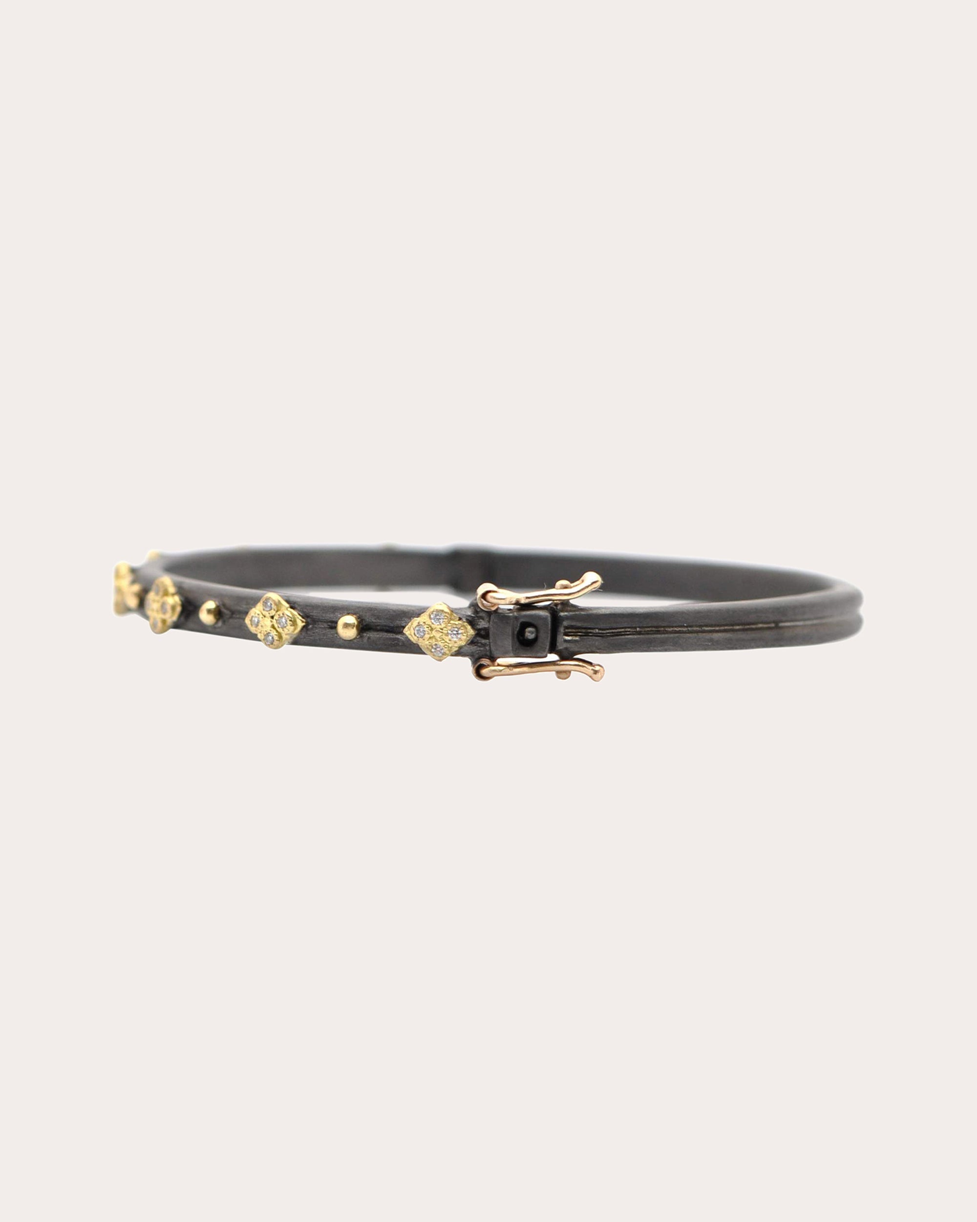 Old World Blackened Sterling Silver 18K Gold Diamond Bracelet