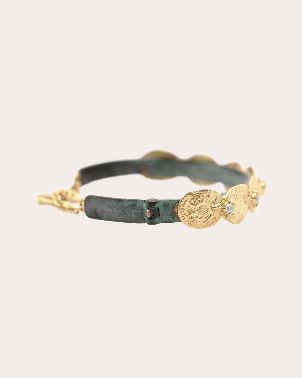 Artifact 18K Gold Sterling Silver and Diamond Coin Cuff