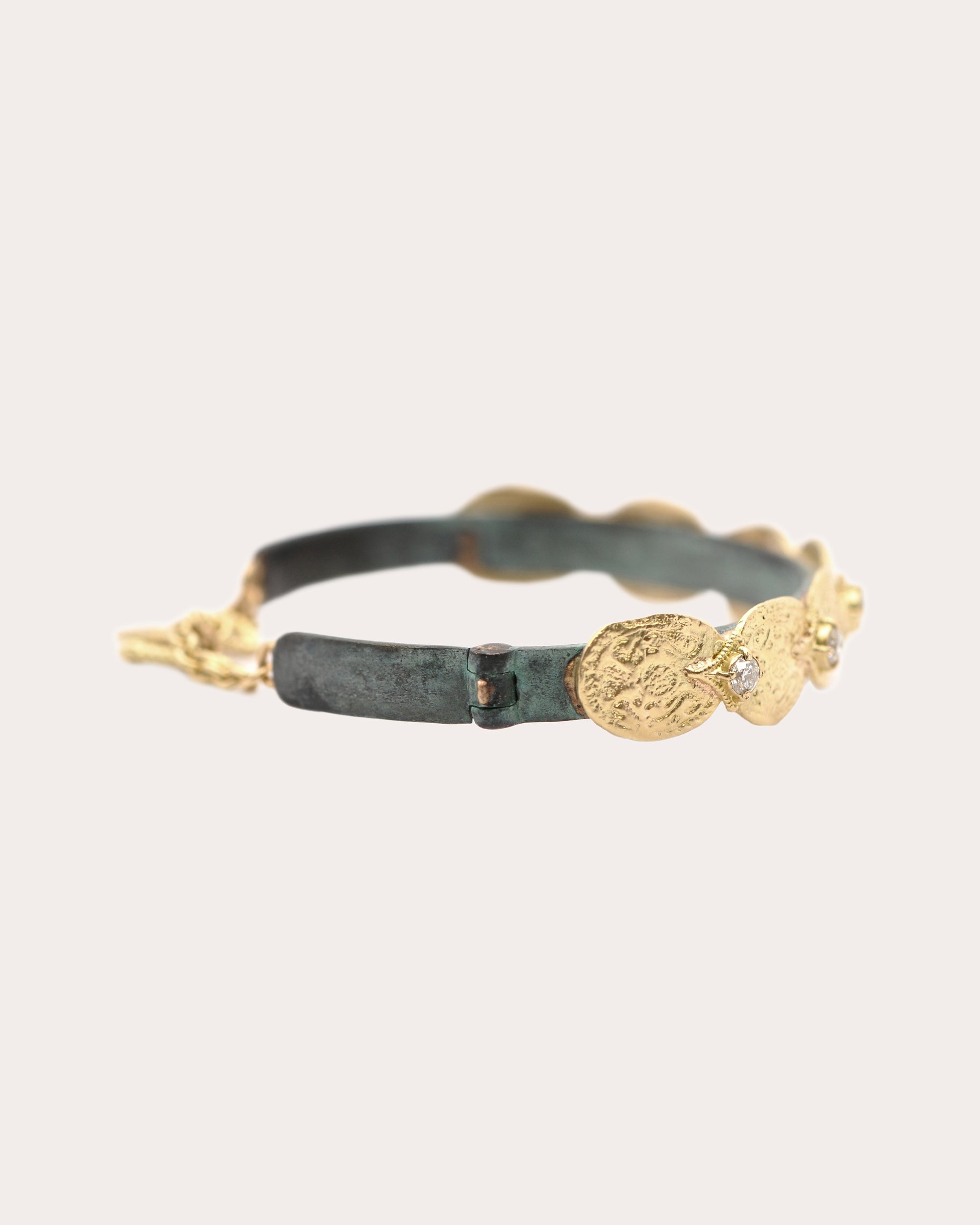 Artifact 18K Gold Sterling Silver and Diamond Coin Cuff