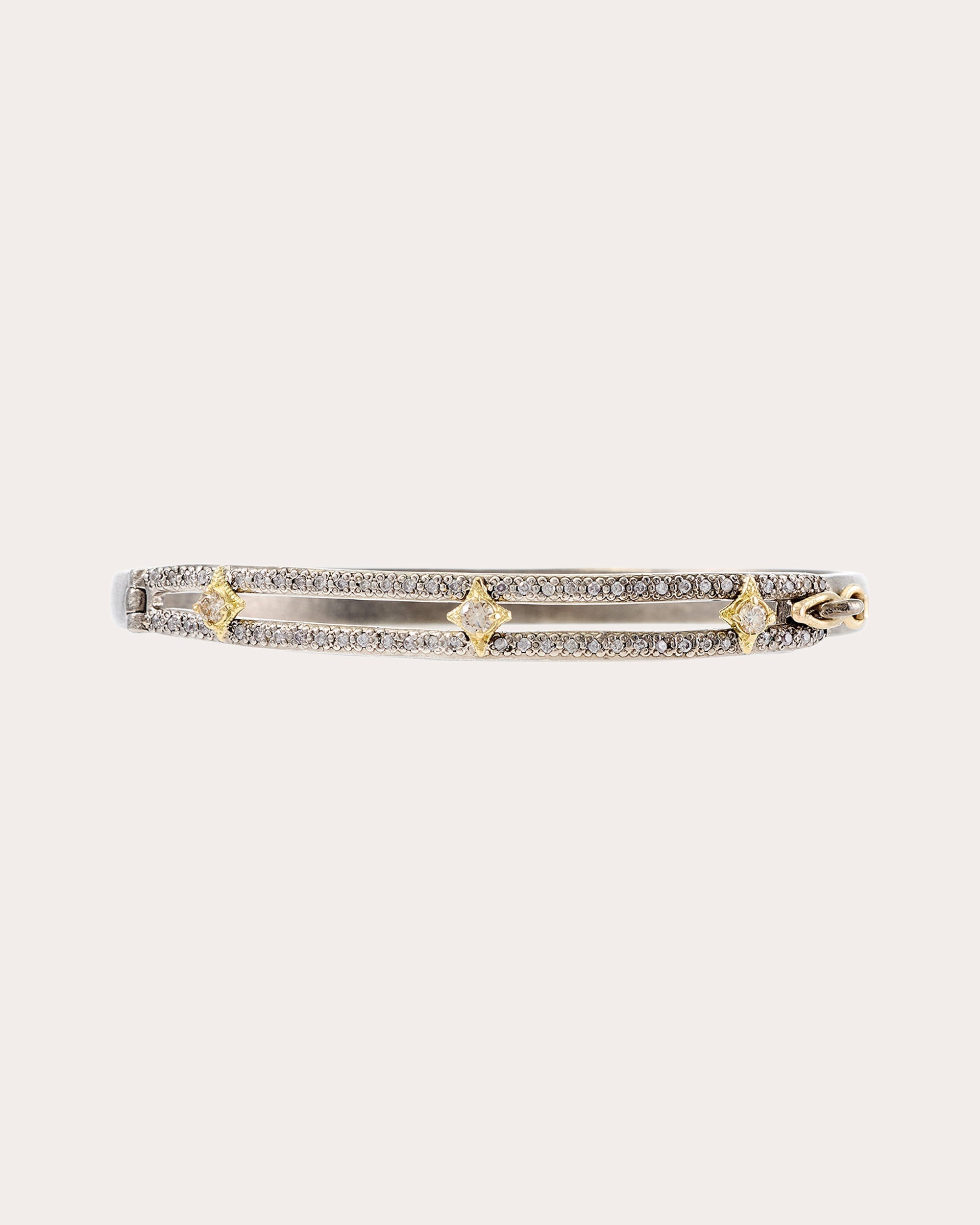 Sterling Silver 18K Gold Diamond Bracelet