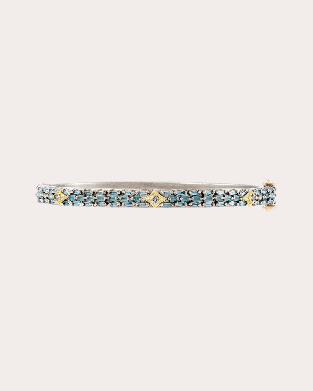 Kick Sterling Silver 18K Gold Topaz Grandidierite and Diamond Bracelet